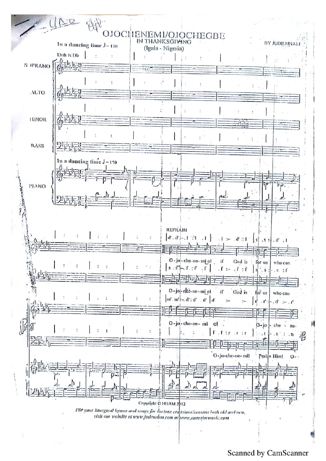 Ojochenemi Ojochegbe ~ Jude Nnam - Download Choir Script PDF