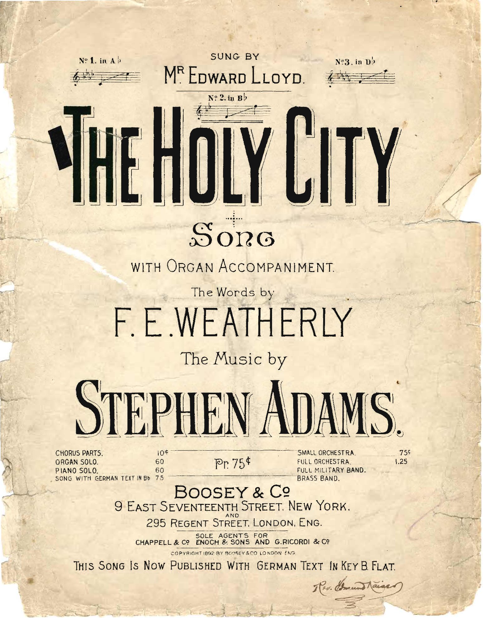 The Holy City Vers1 - Download Choir Script PDF