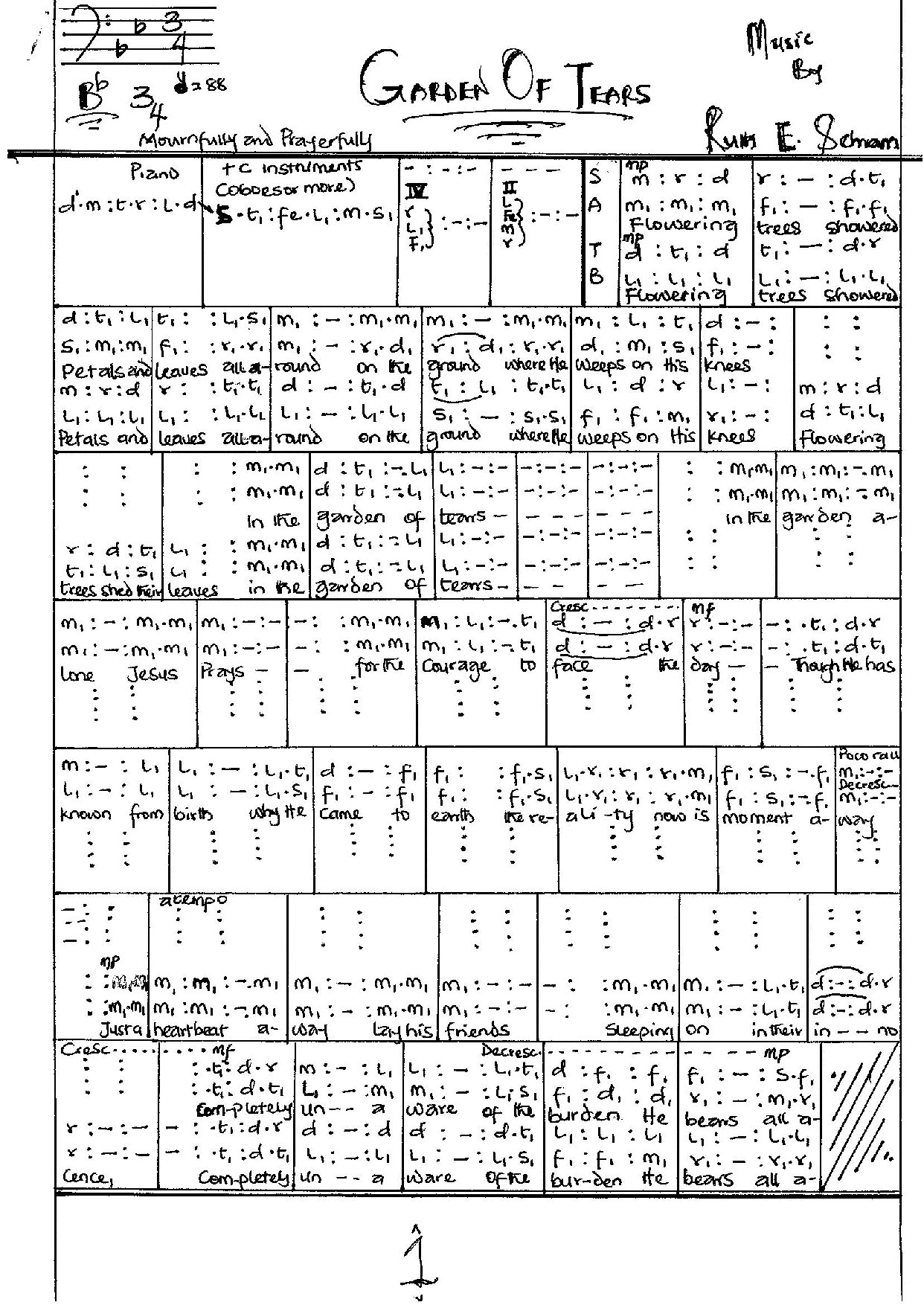 Garden Of Tears - Download Choir Script PDF