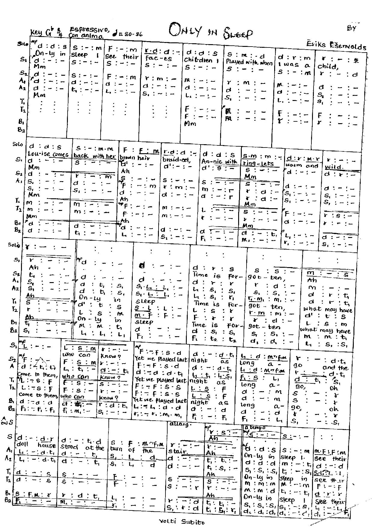 Only In Sleep - Download Choir Script PDF