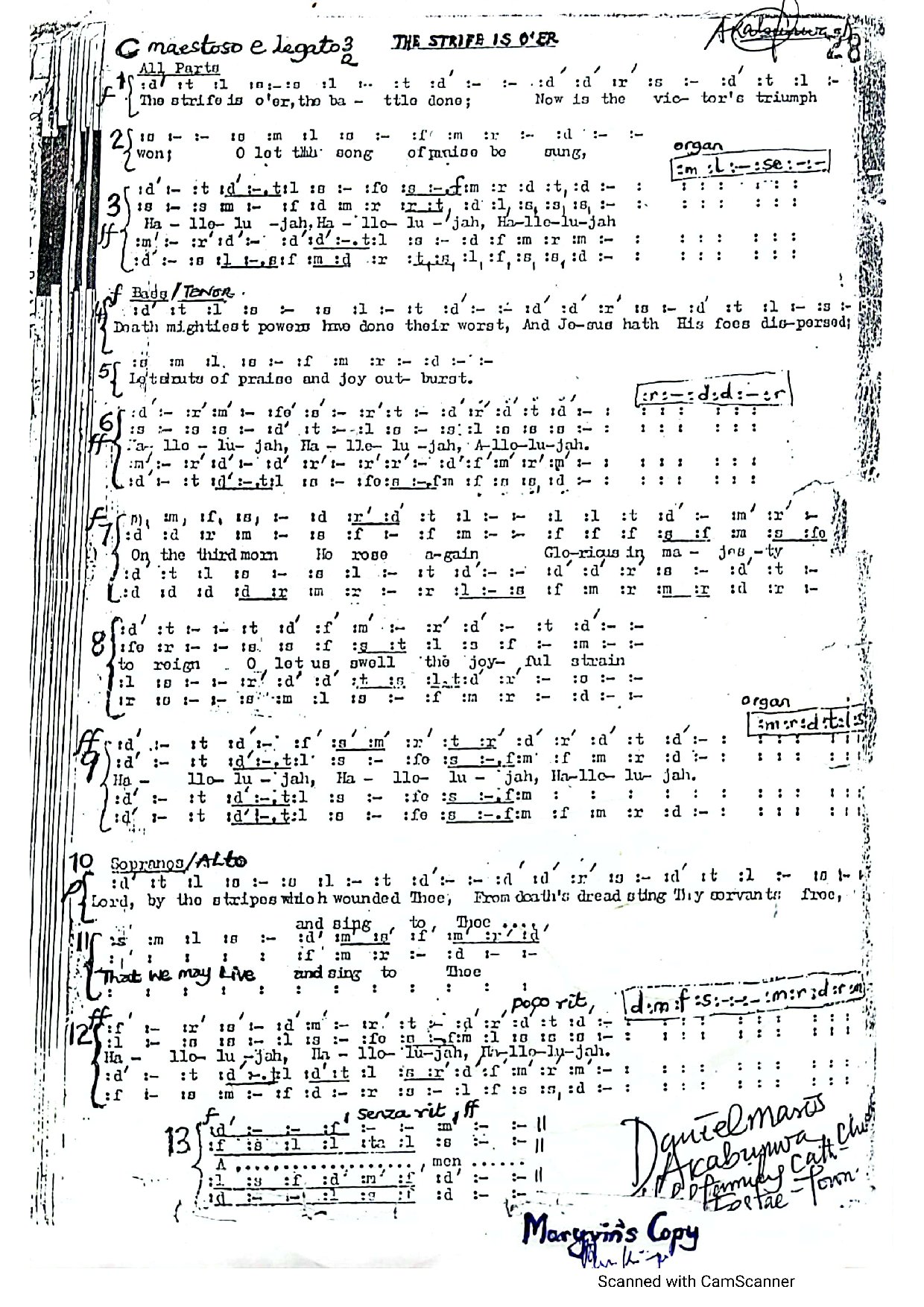 The Strive Is Over - Download Choir Script PDF
