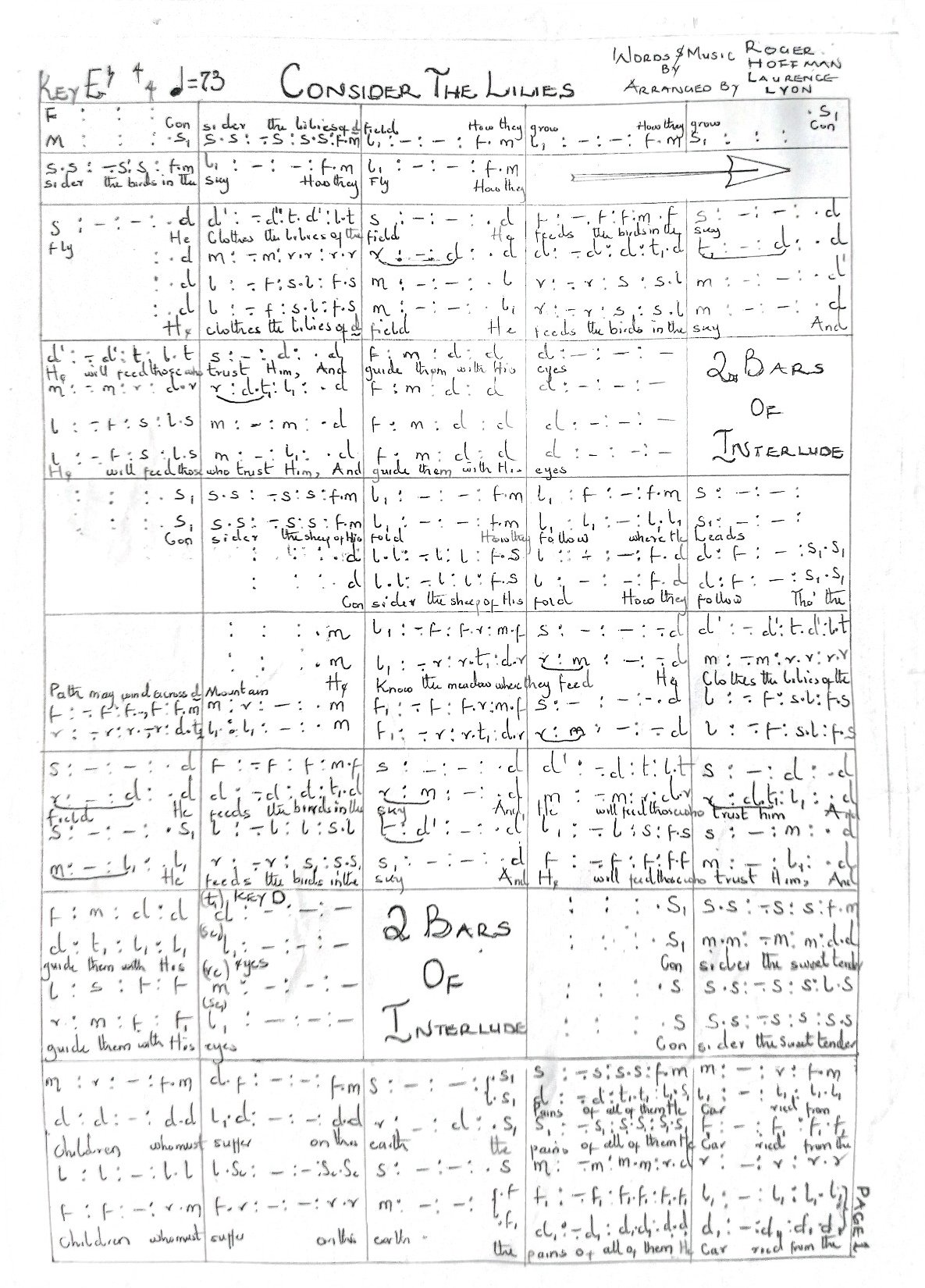 Consider The Lily - Download Choir Script PDF