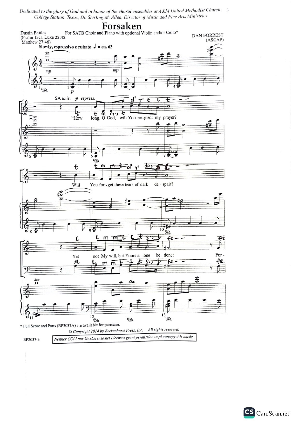 Forsaken - Download Choir Script PDF