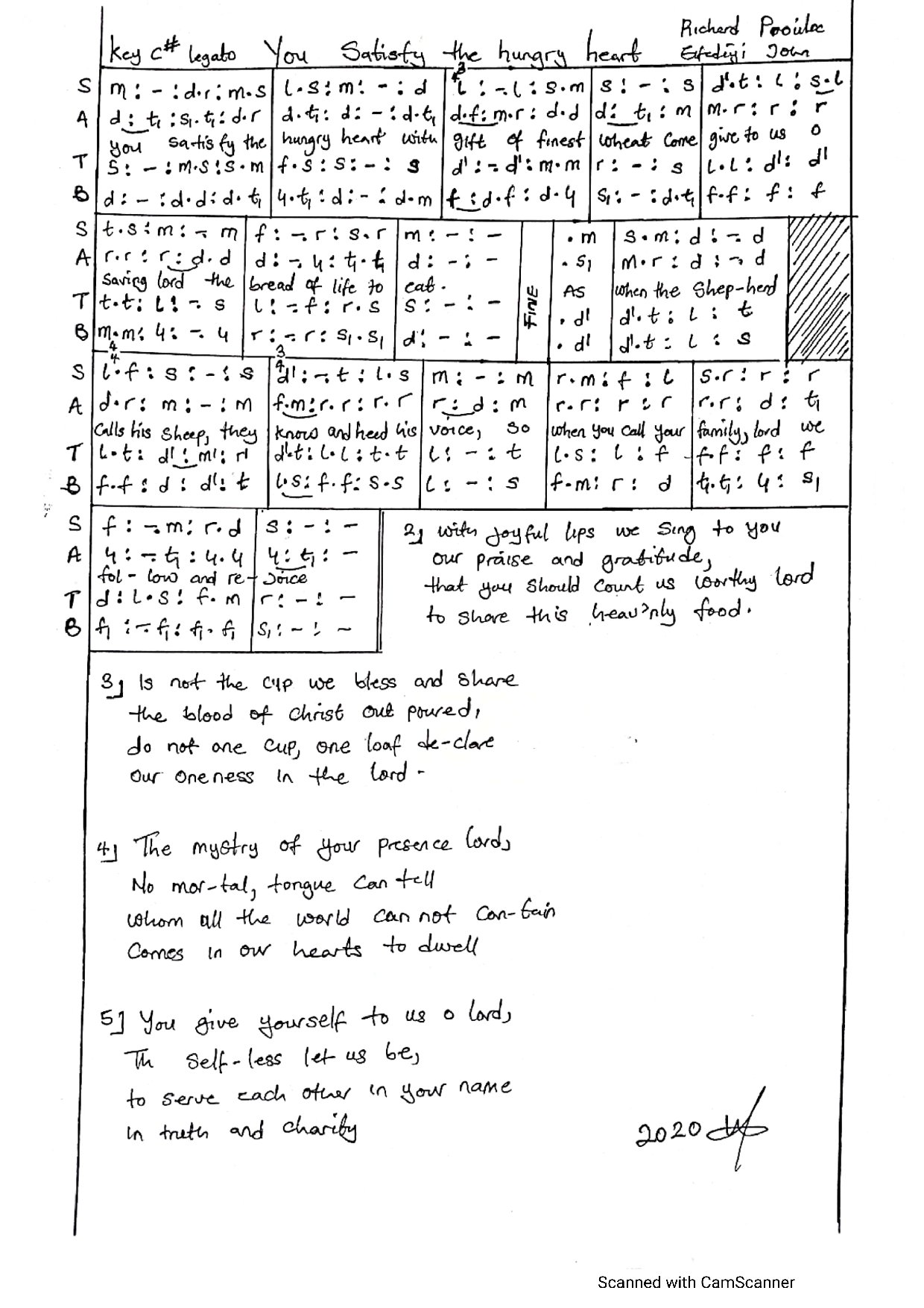 Gift Of Finest Wheat - Download Choir Script PDF