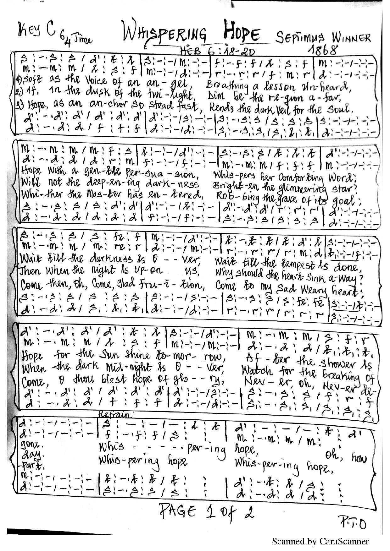 Requiem Whispering Hope Hymn Version - Download Choir Script PDF