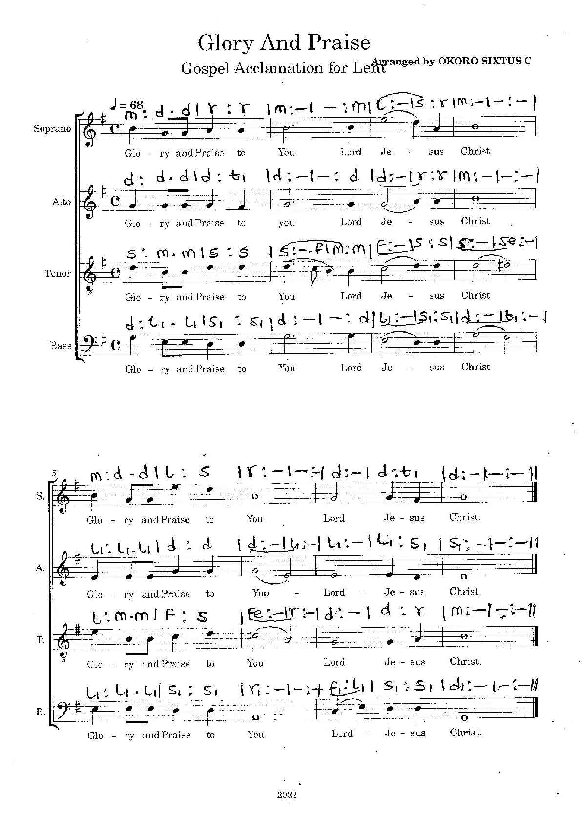 Glory N Praise - Download Choir Script PDF