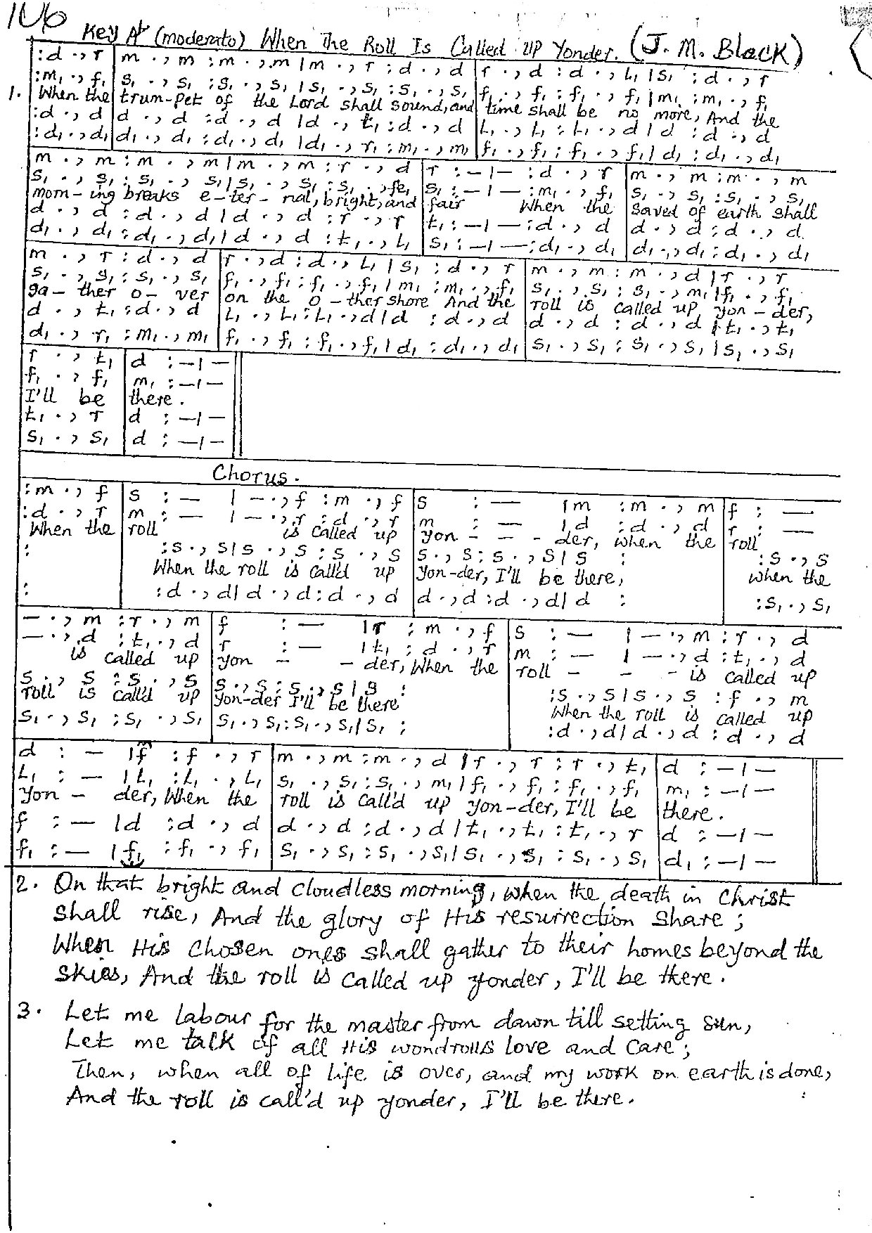 When The Roll Is Call Up Yonder - Download Choir Script PDF