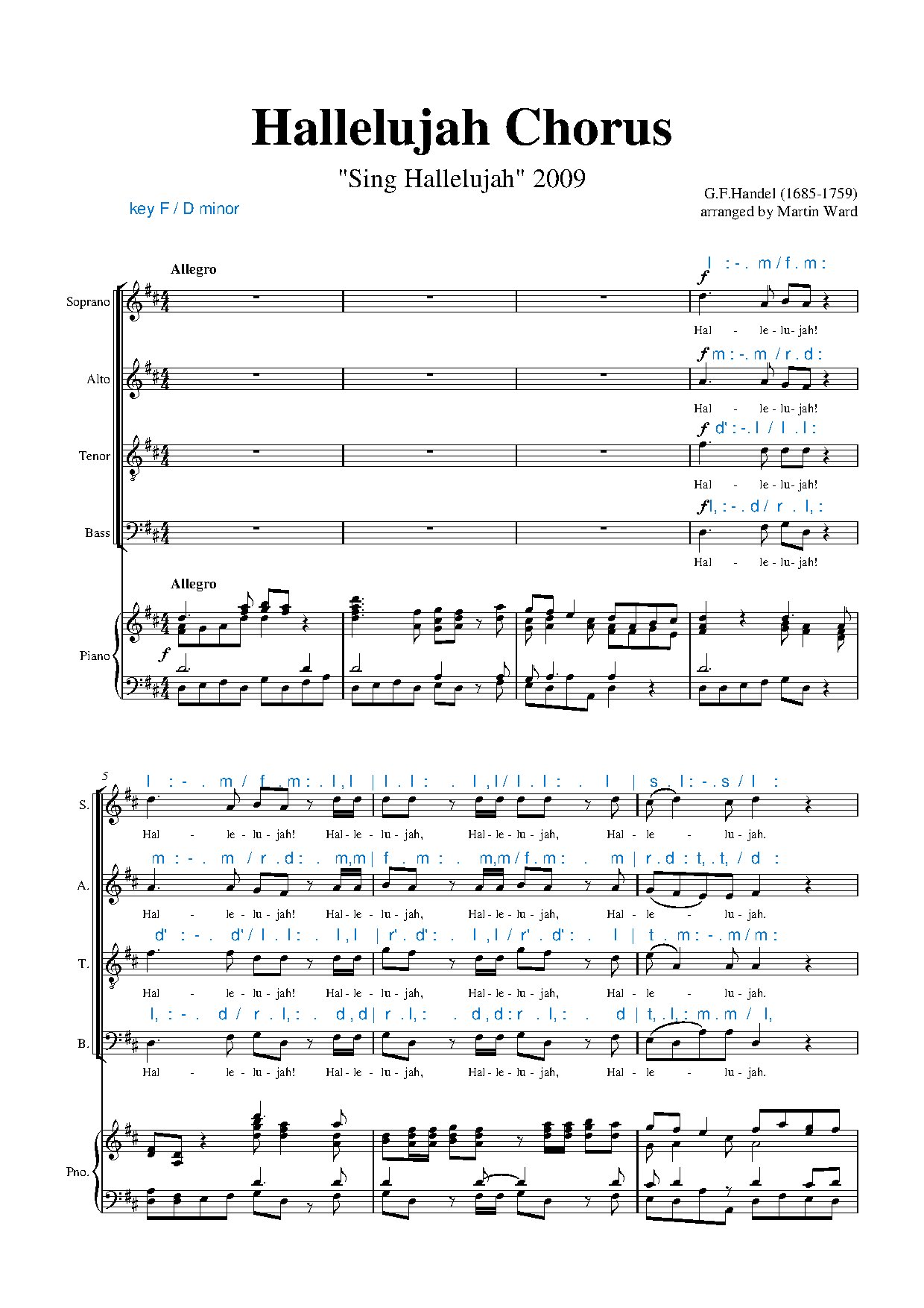 Hallelujah Chorus - D Minor - Download Choir Script PDF