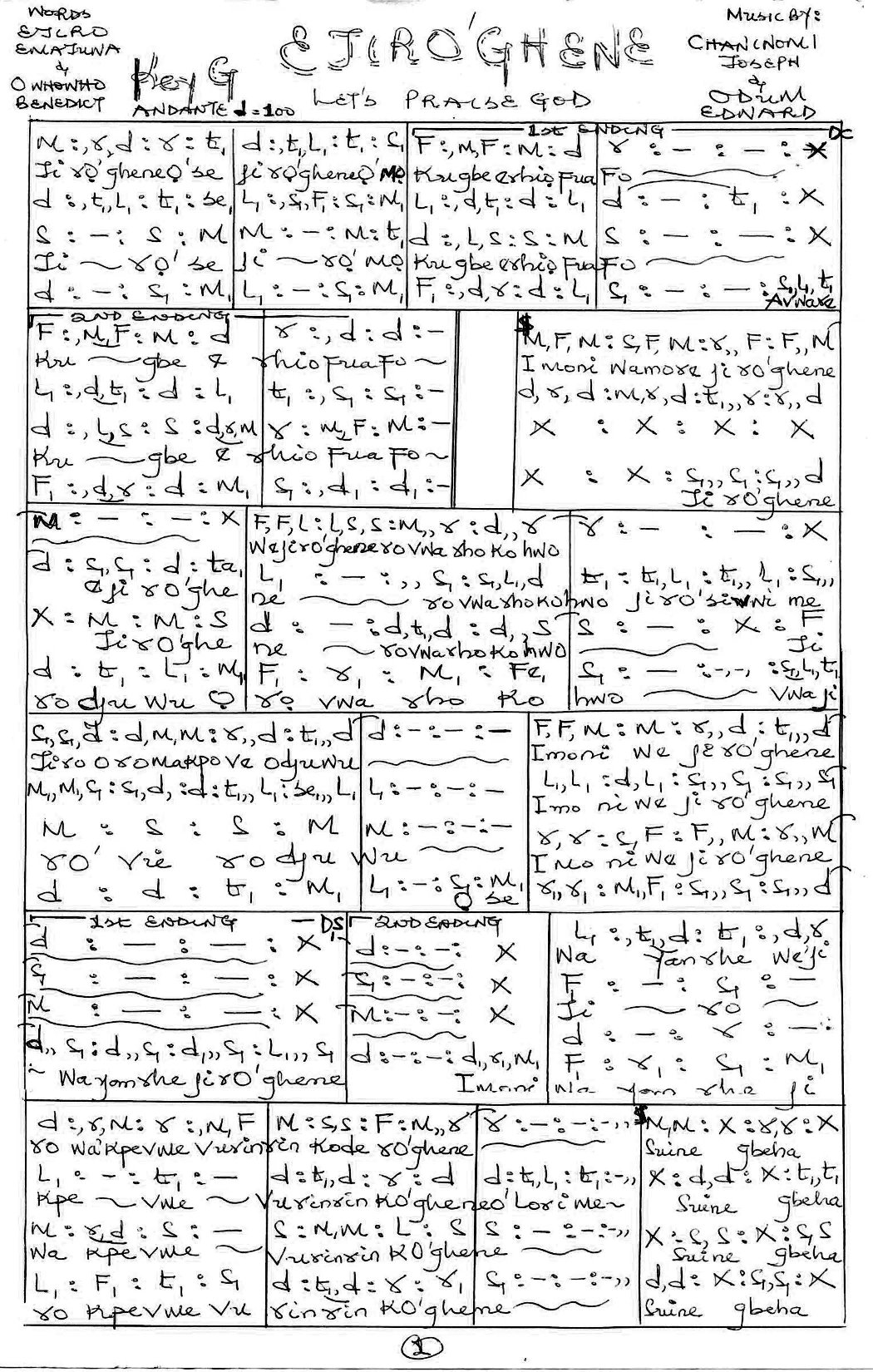 Ejiro Ghene Clear - Download Choir Script PDF