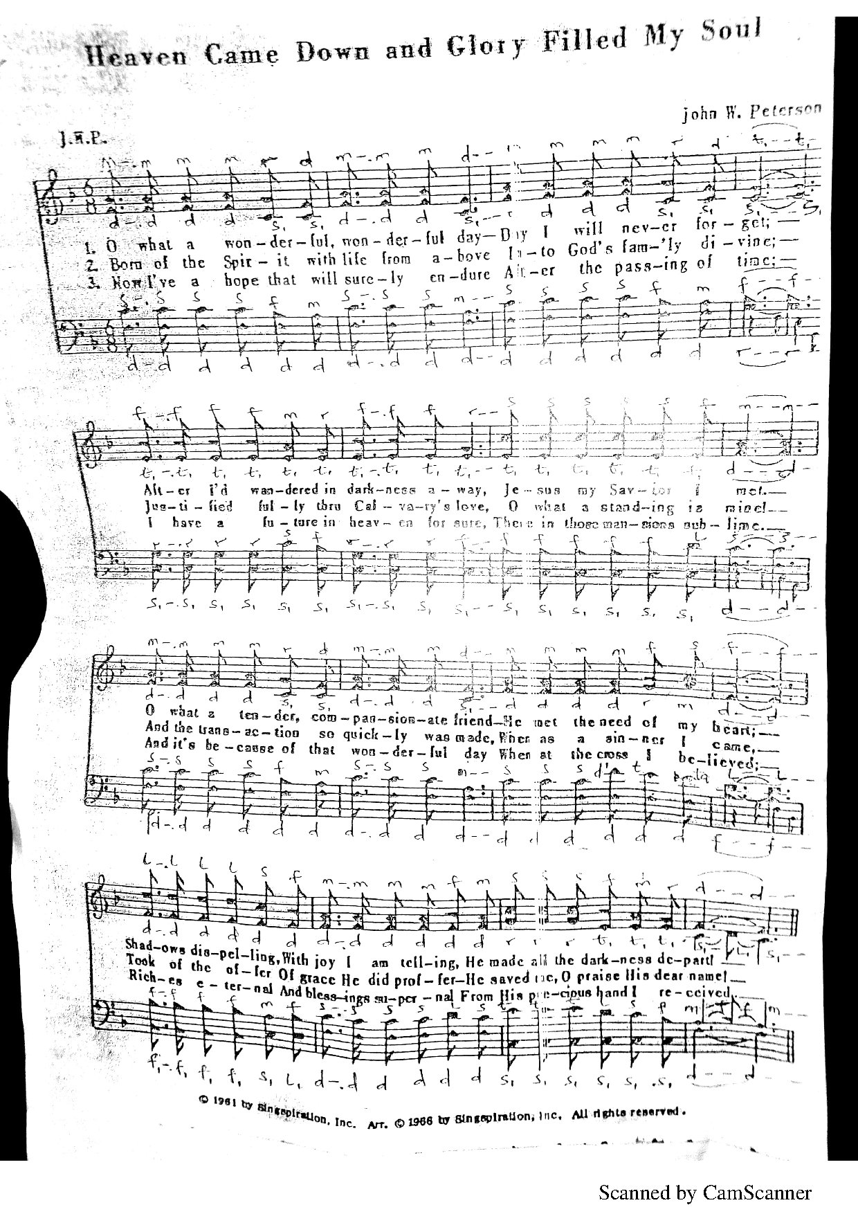Heaven Came Down And Glory Filled My Soul - Download Choir Script PDF