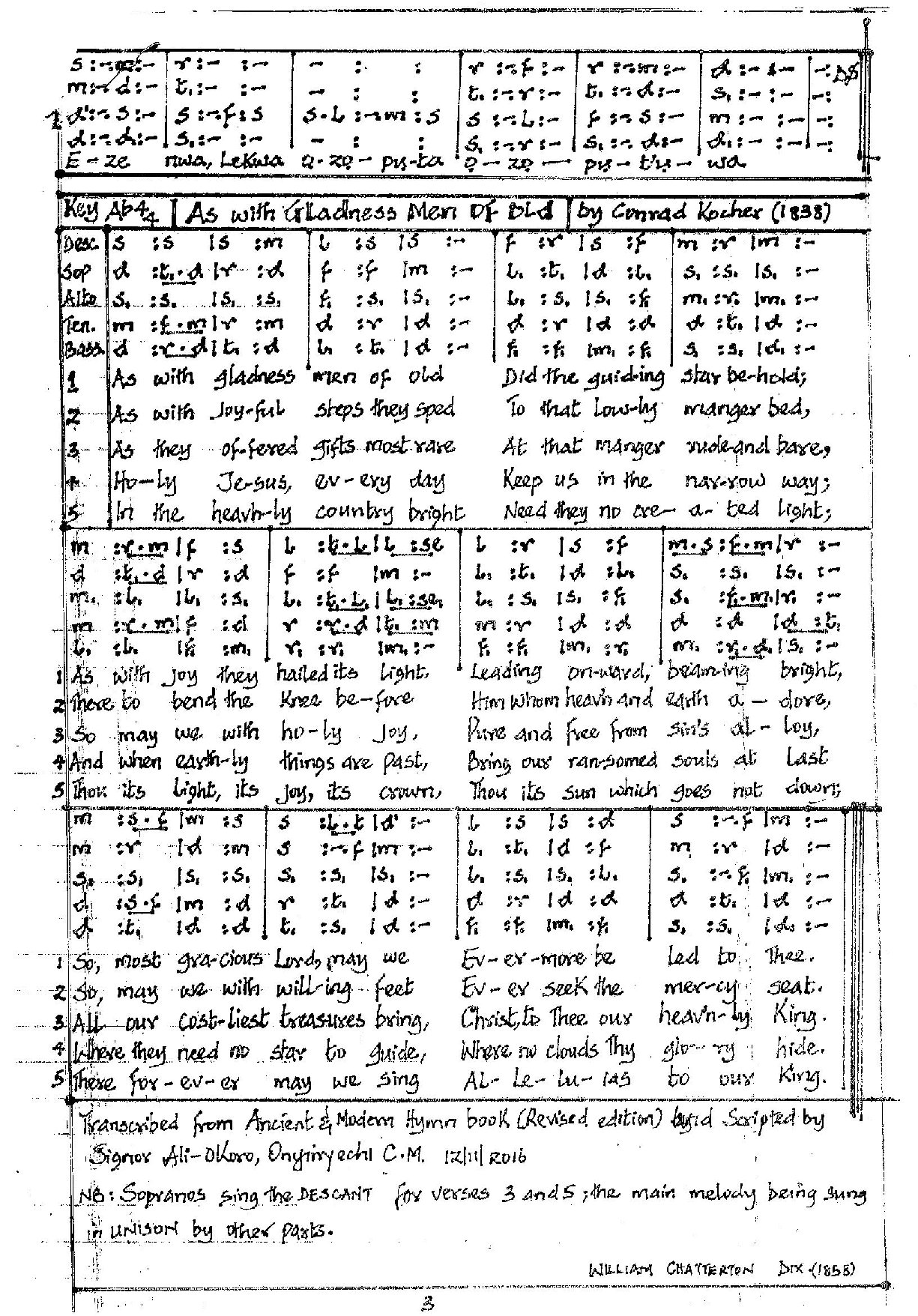 As With Gladness - Download Choir Script PDF