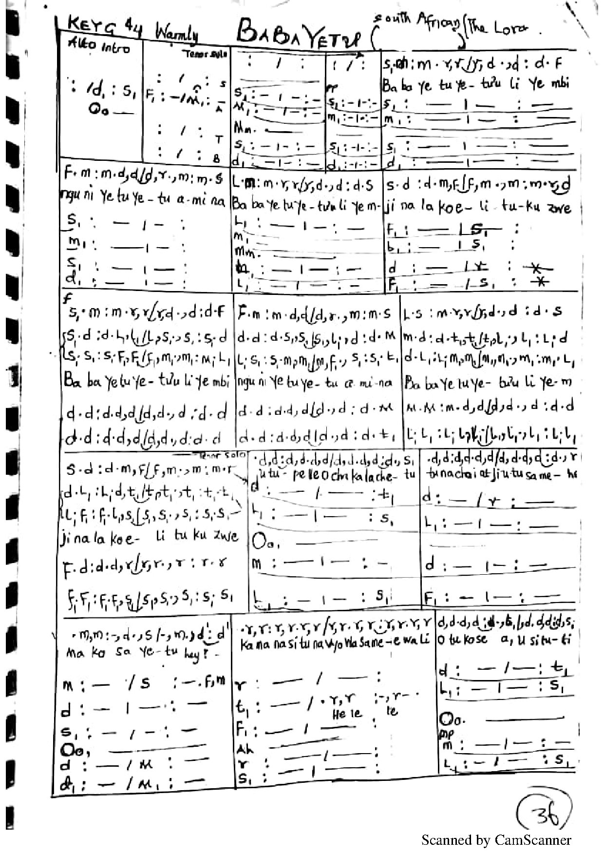 Baba Yetu - Download Choir Script PDF