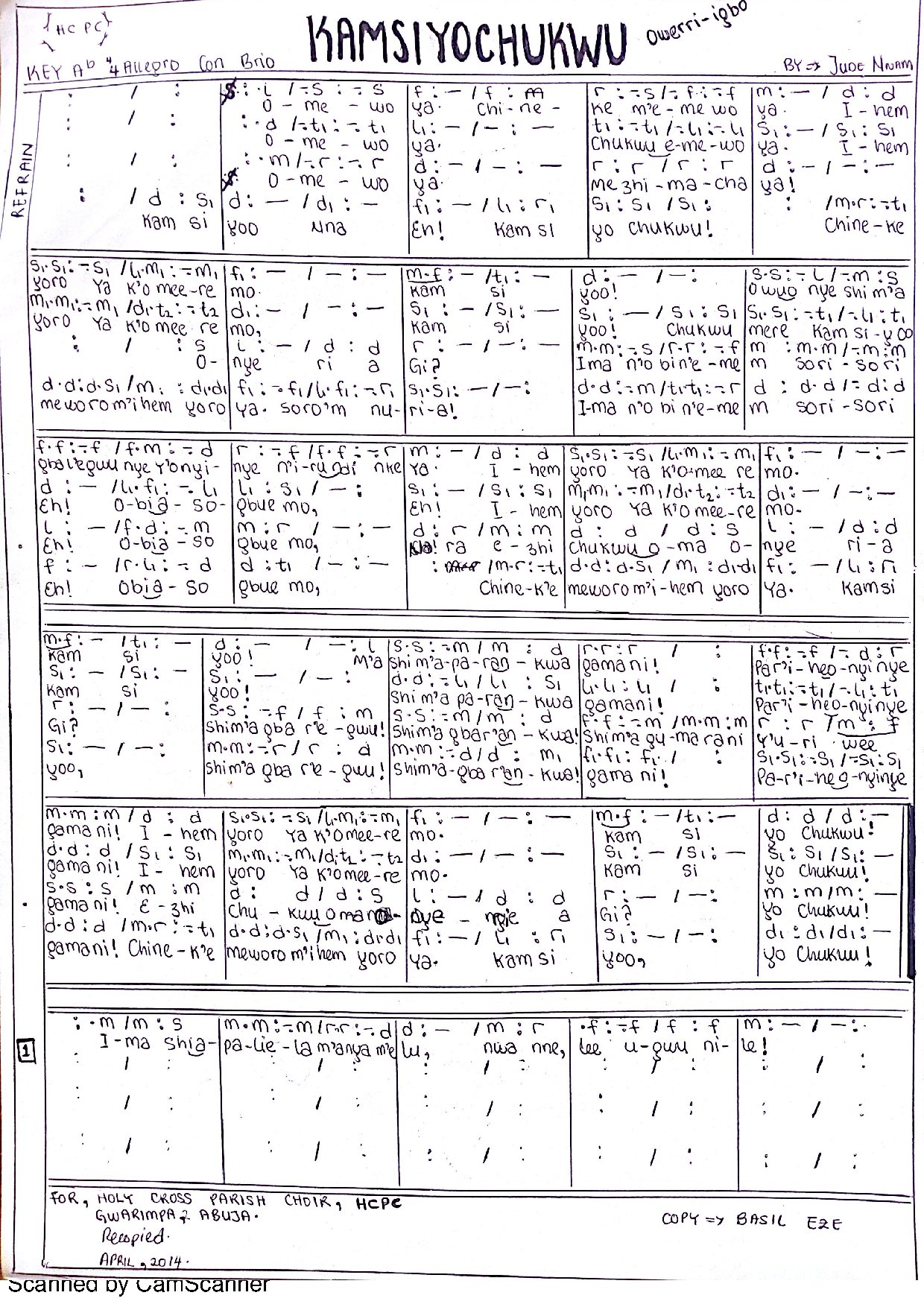 Kamsiyoo - Download Choir Script PDF