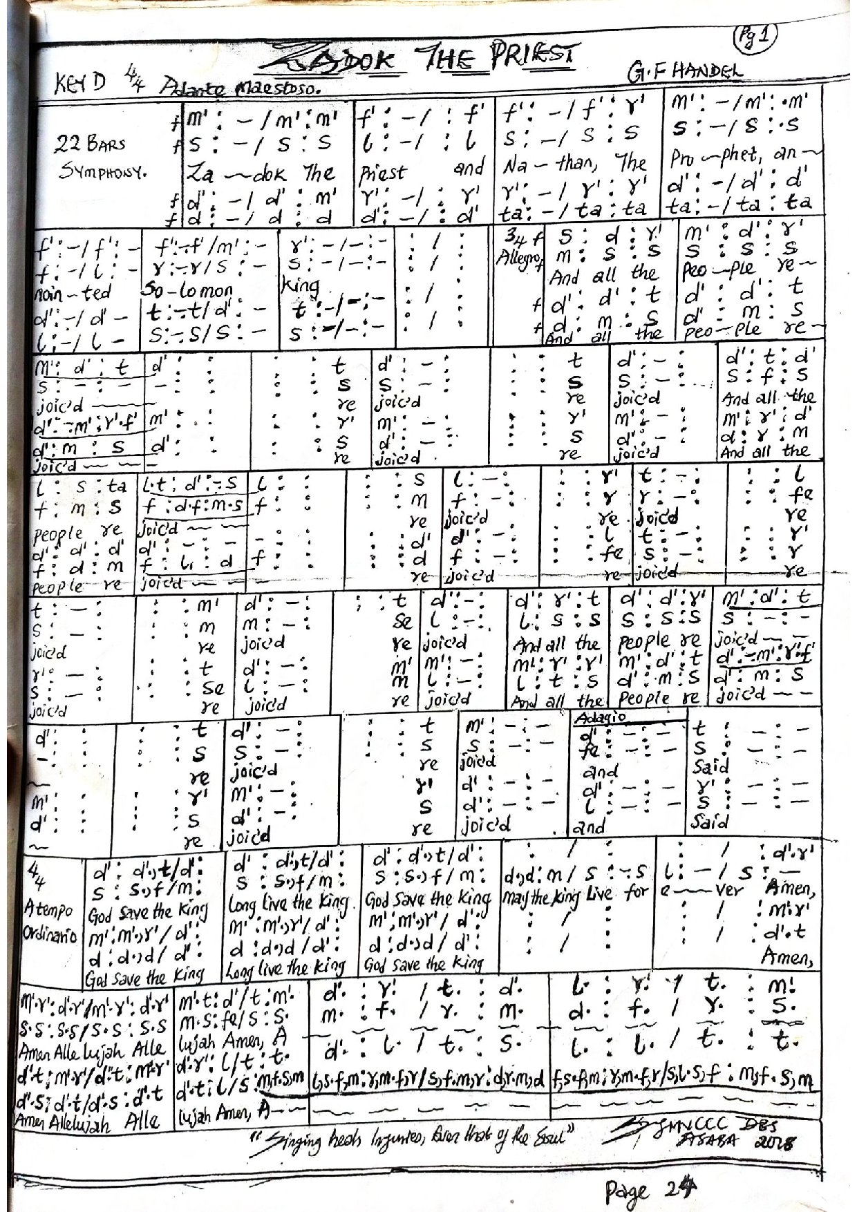 Zadok The Priestt - Download Choir Script PDF