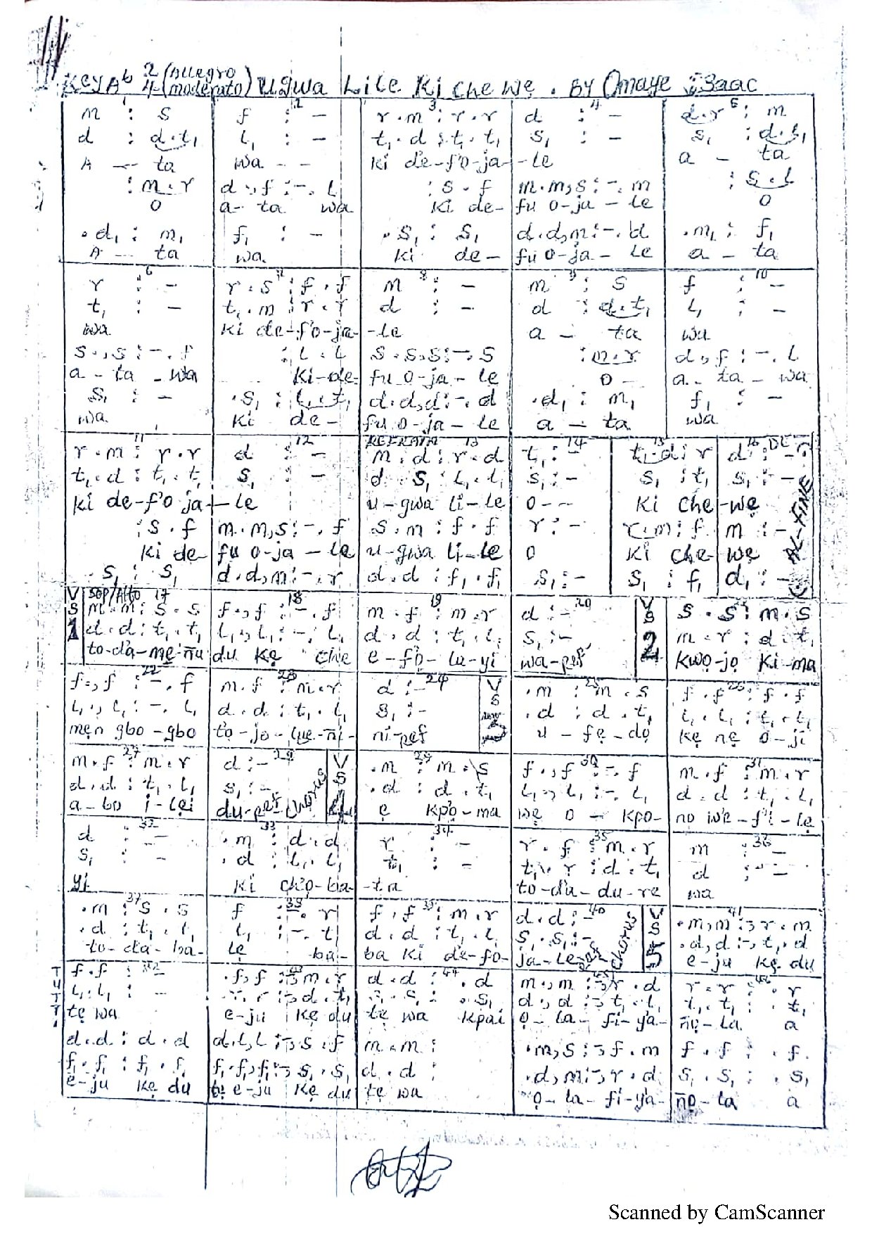 Ugwa Lile Ki Che We ~ Omaye Isaac - Download Choir Script PDF