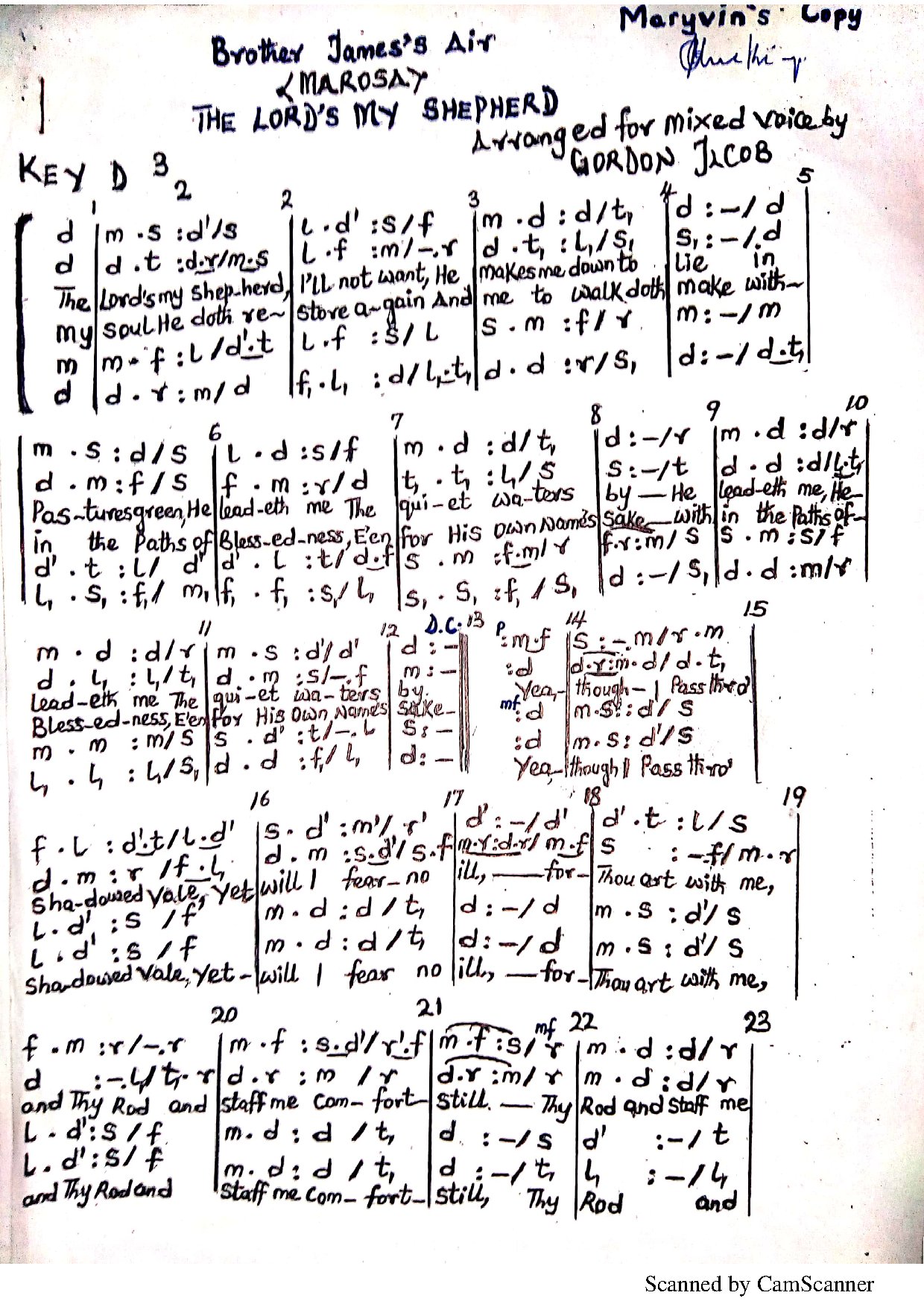 Brother James Air (marosa) - Download Choir Script PDF