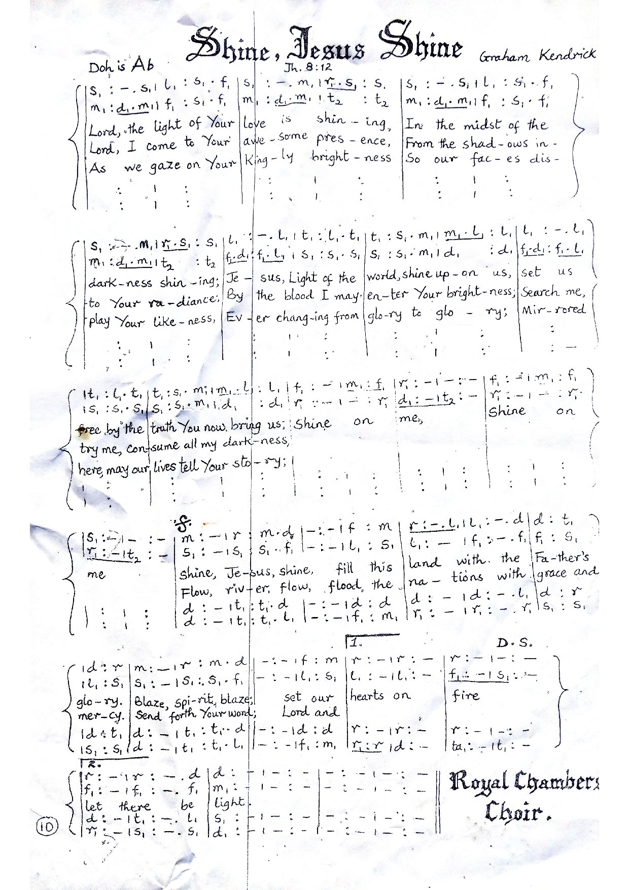 Shine Jesus Shine - Download Choir Script PDF