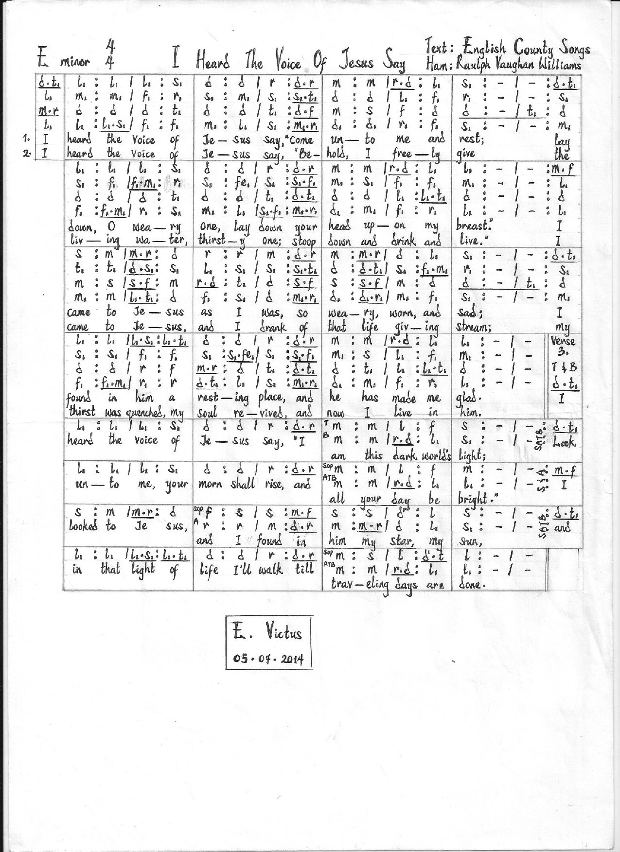 I Heard The Voice Of Jesus Say - Download Choir Script PDF