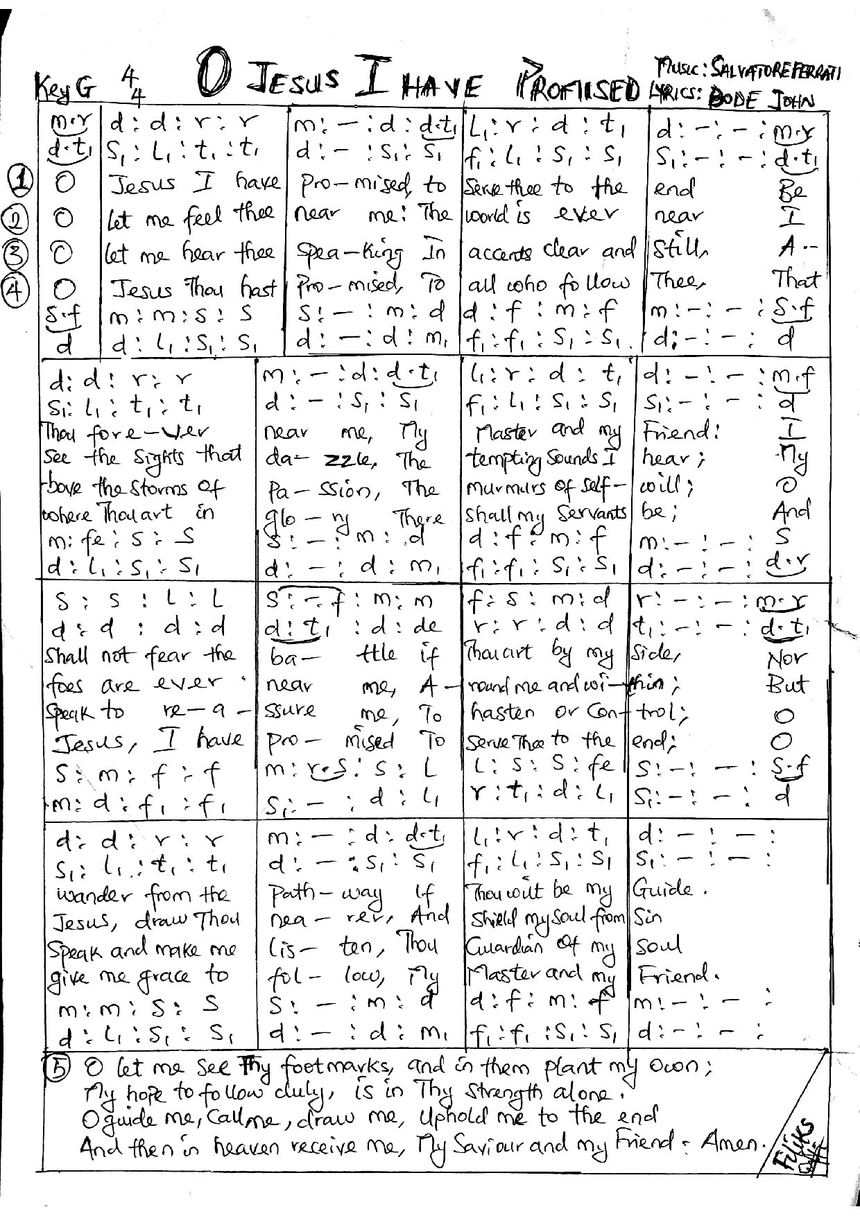 O Jesus I Have Promised - Salvatori - Download Choir Script PDF