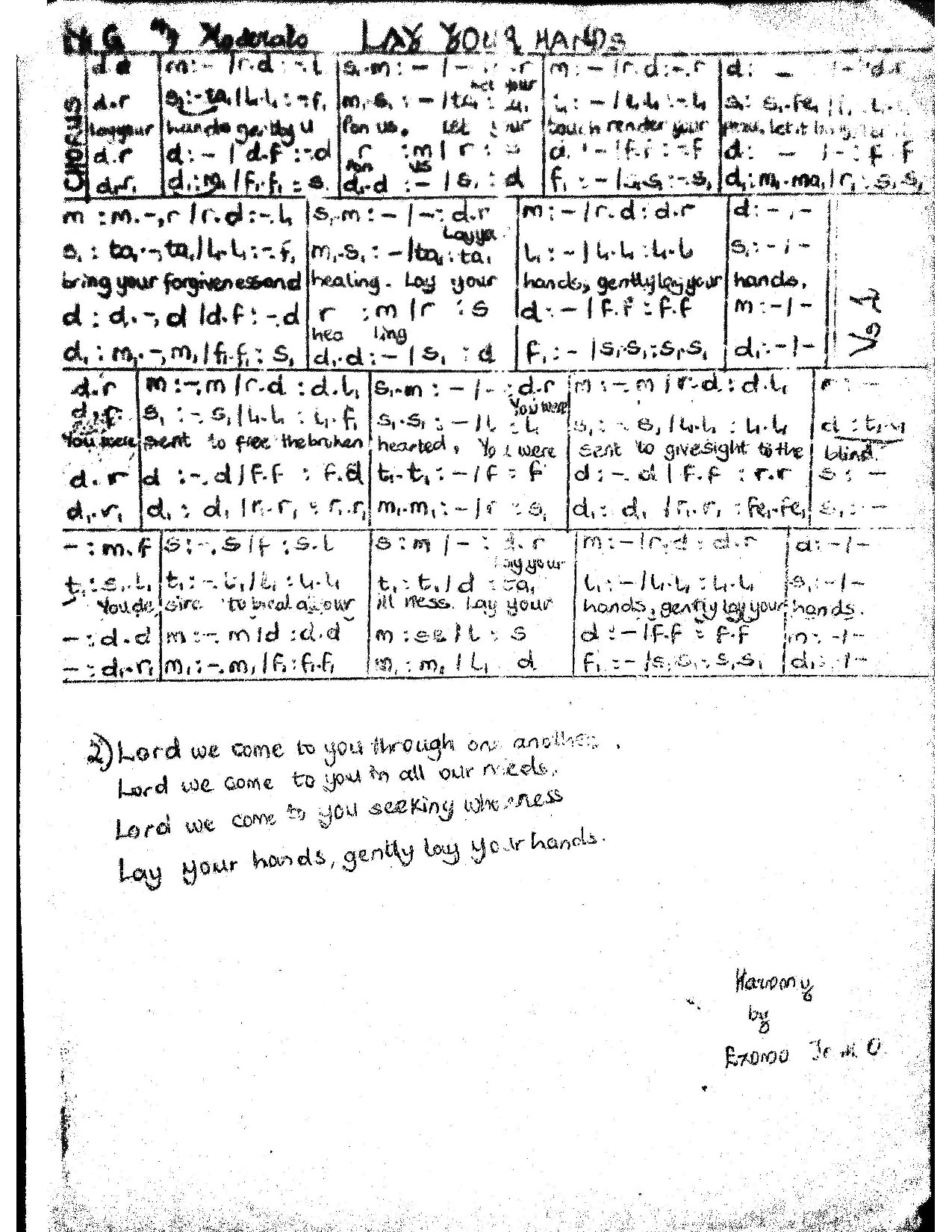 Lay Your Hands-on Ezomo John - Download Choir Script PDF