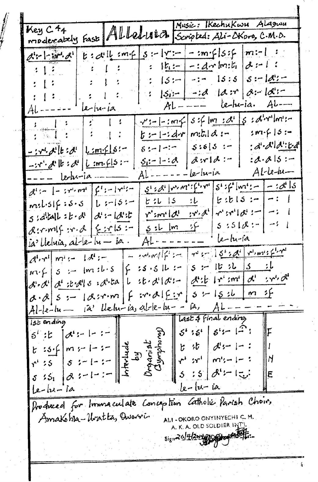 Alleluya Ik - Download Choir Script PDF