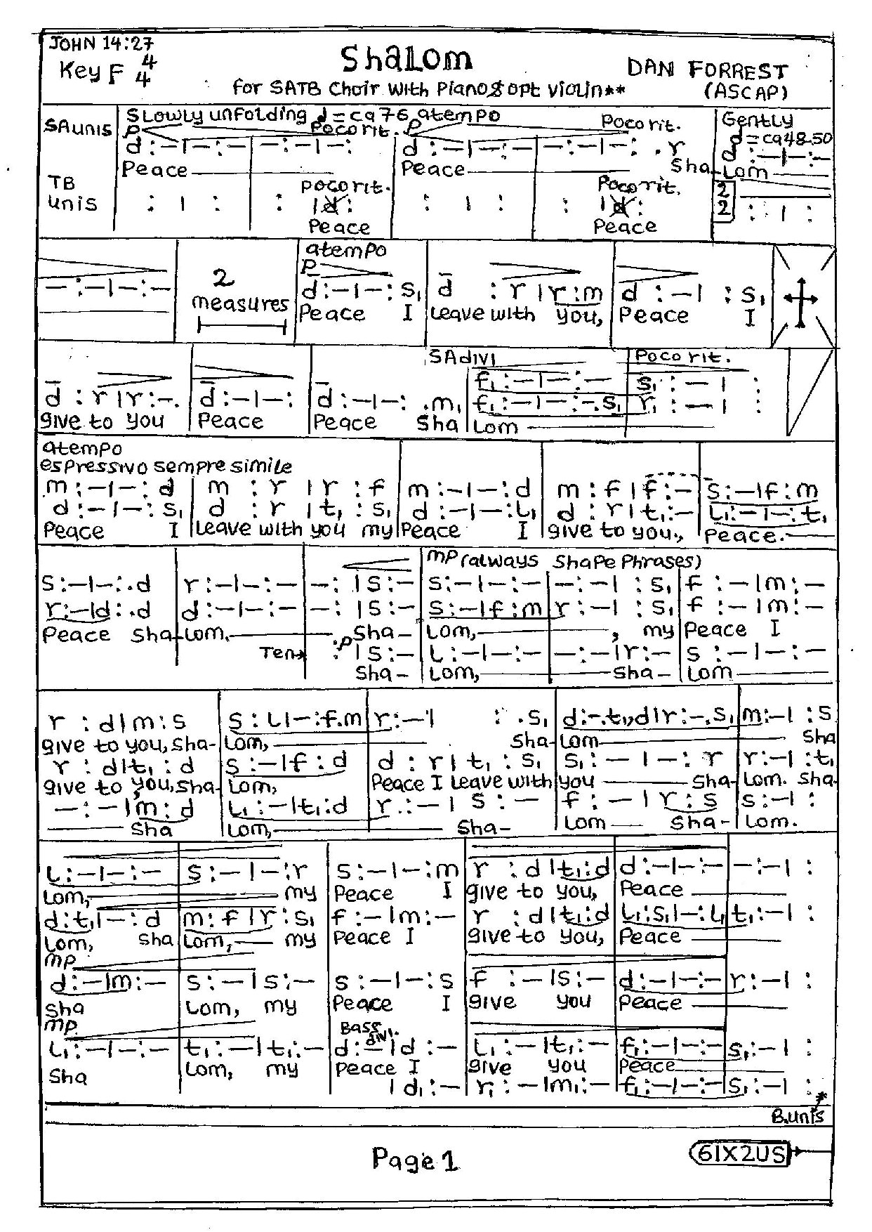 Shalom Dan Forrest - Download Choir Script PDF