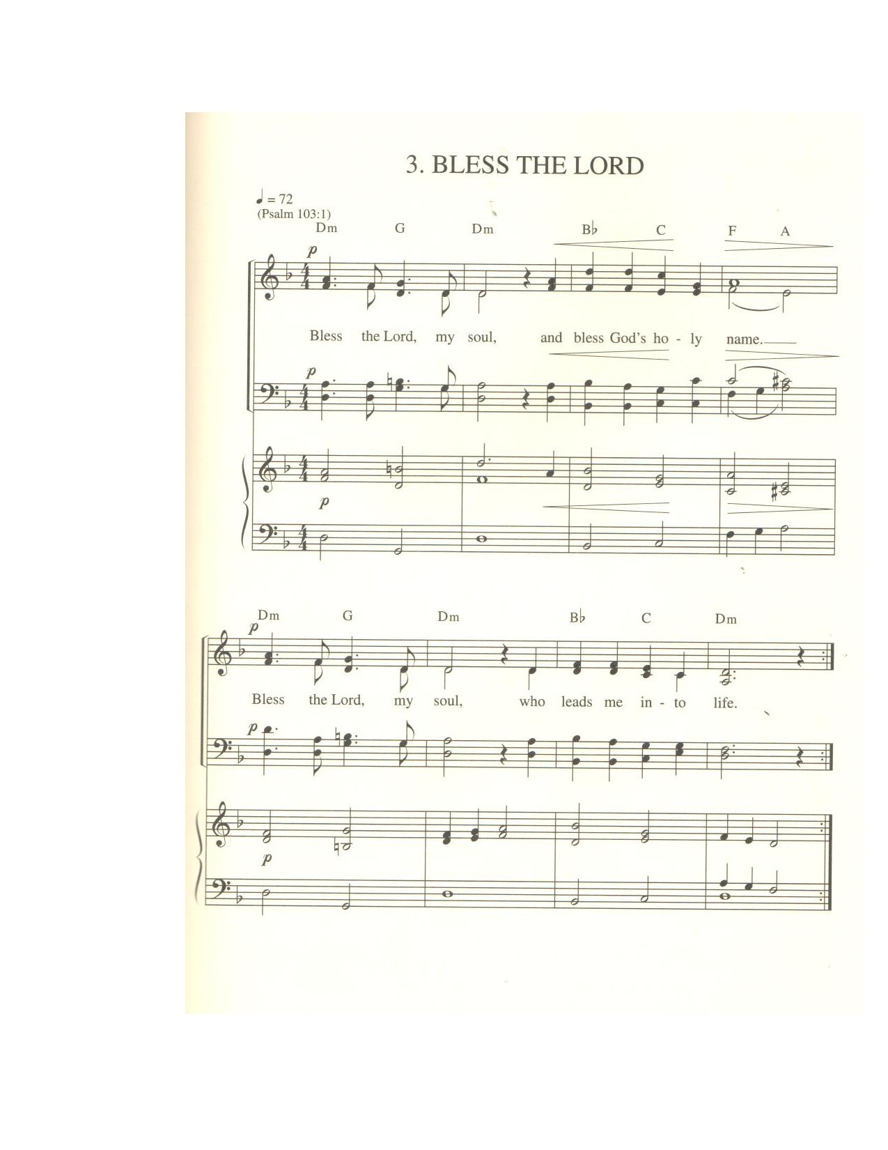 Bless The Lord (taize) (f - Full Score W Descant) - Download Choir Script PDF