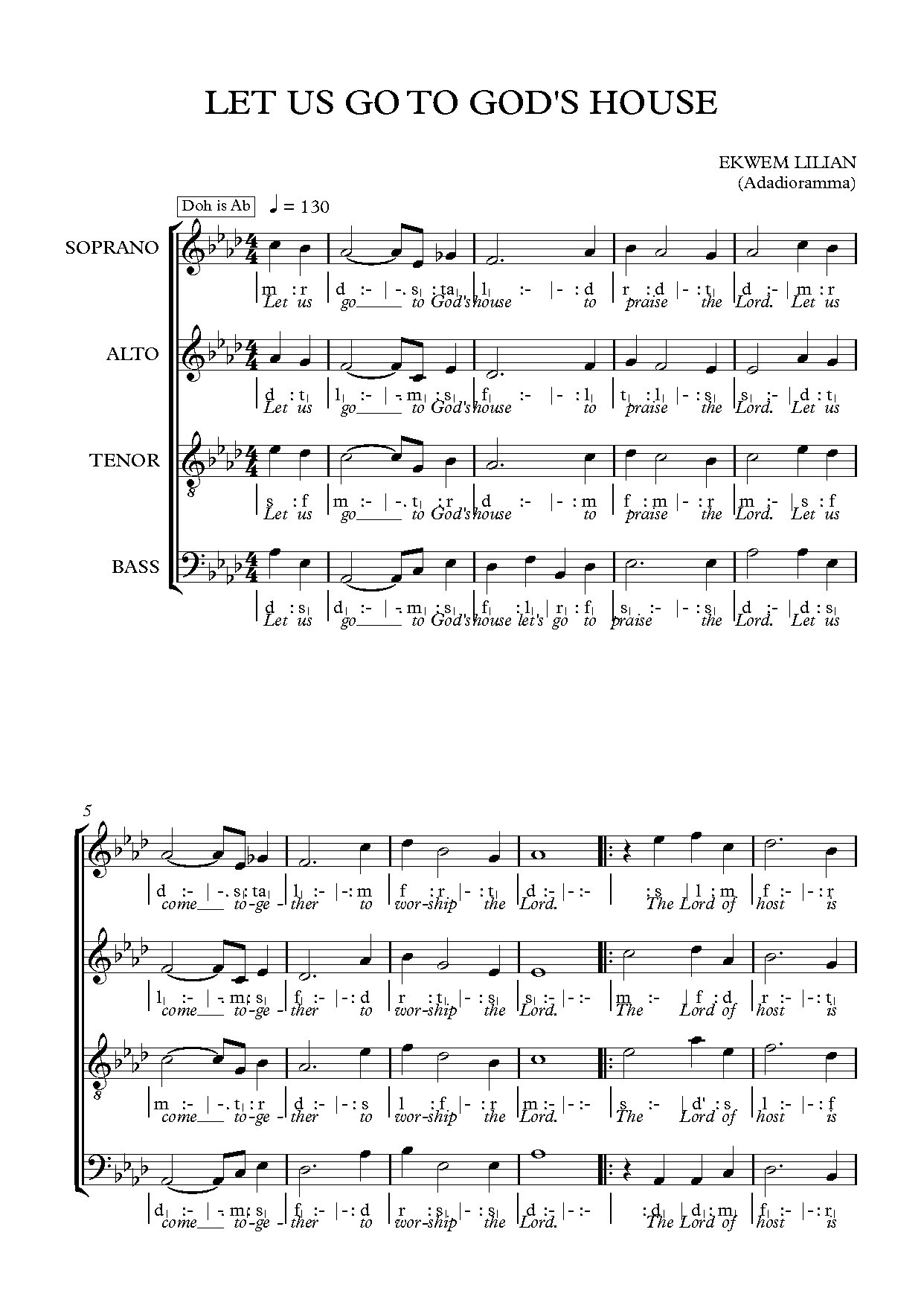 Let Us Go To God S House.. - Full Score - Download Choir Script PDF