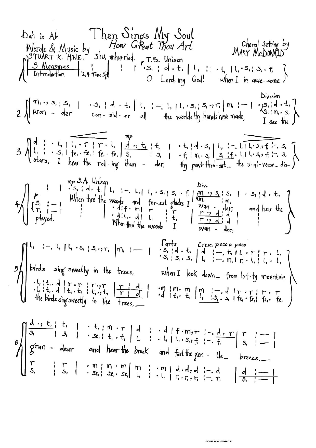 Then Sings My Soul (satb) - Mary Mcdonald - Download Choir Script PDF