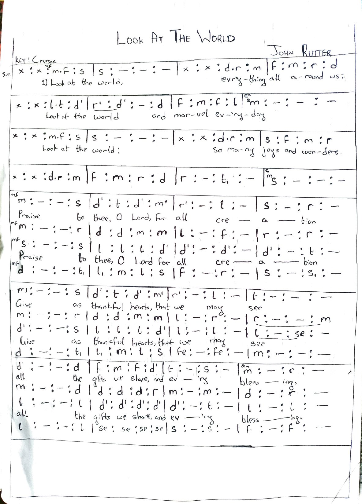 Look At The World John Rutter - Download Choir Script PDF