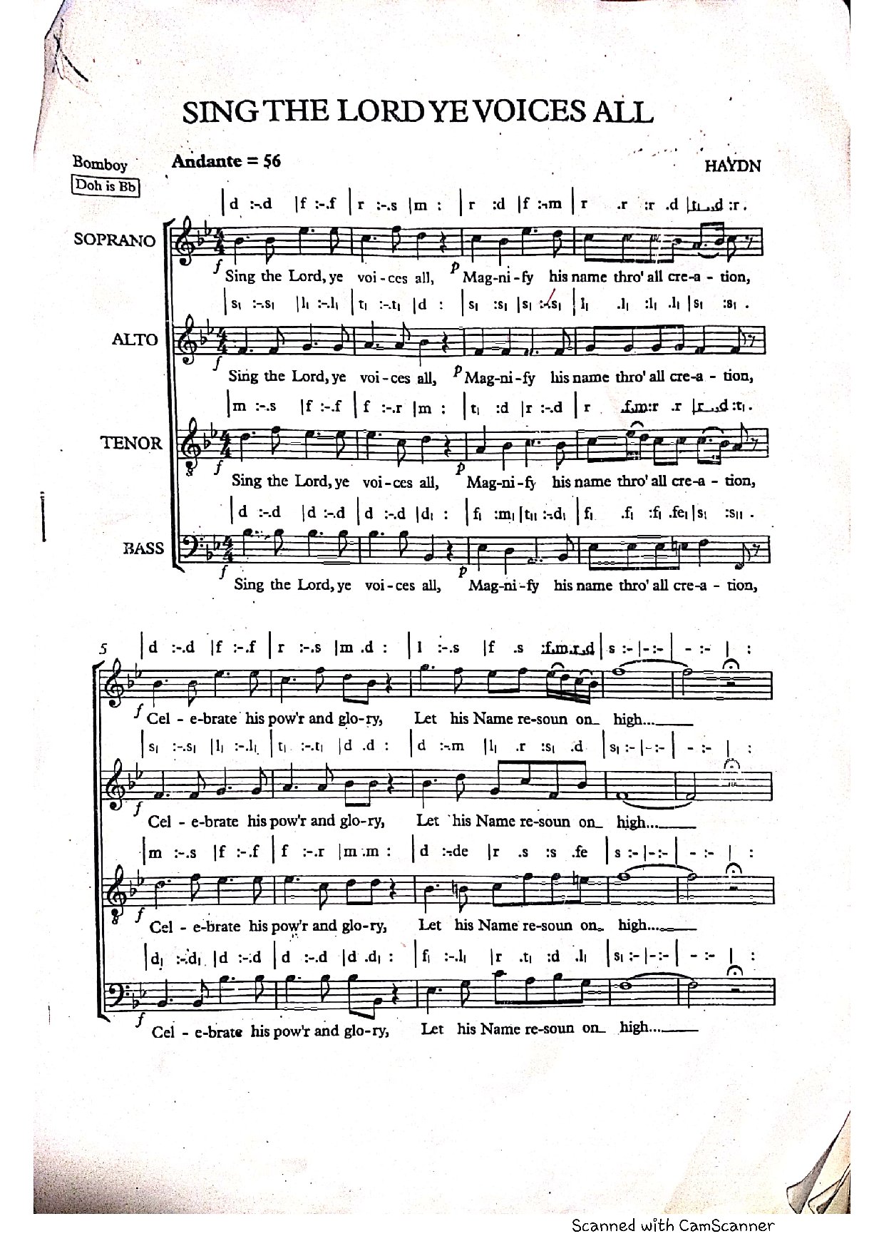 Sing The Lord Ye Voices All - Download Choir Script PDF