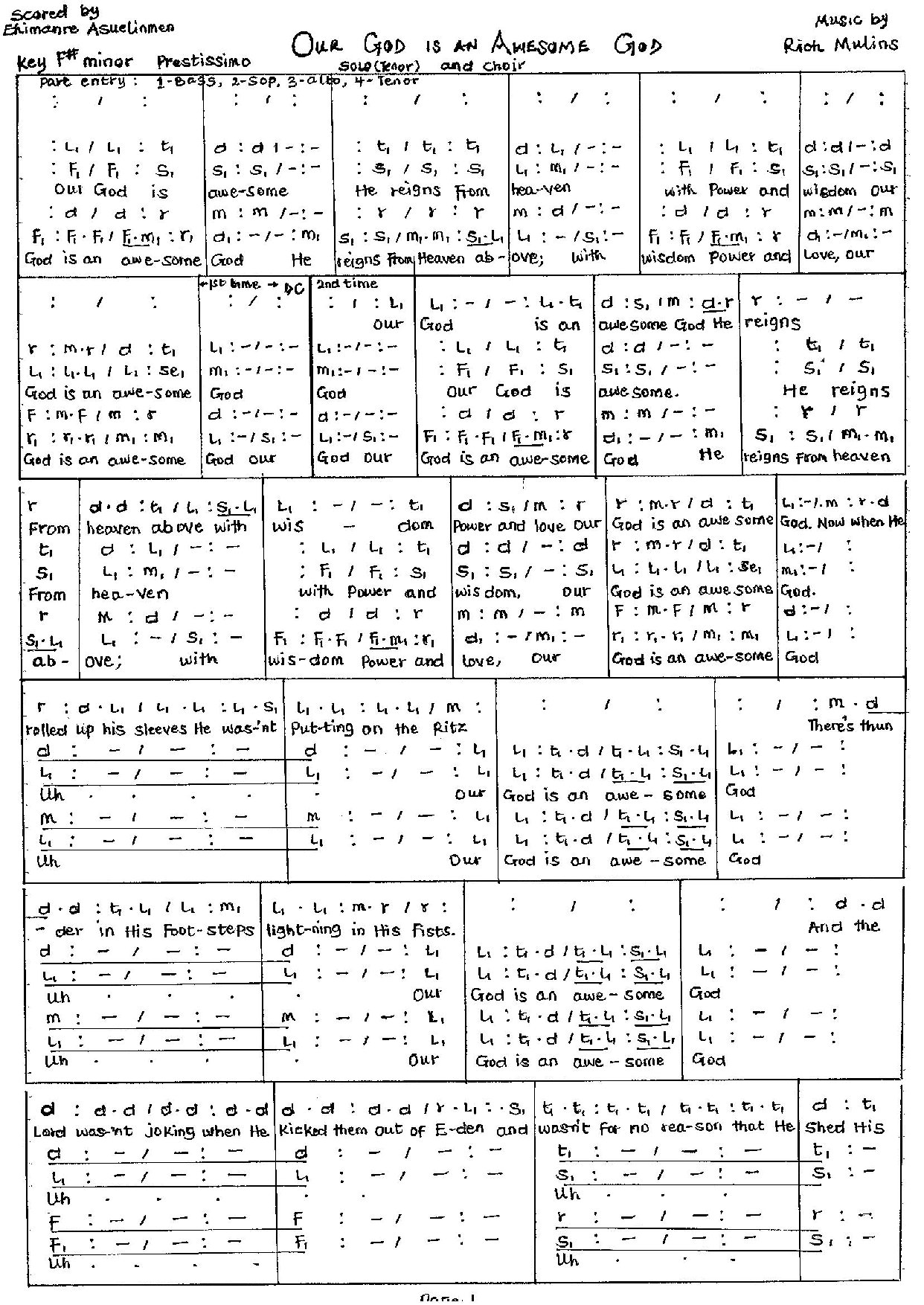 Awesome God 🙏 - Download Choir Script PDF