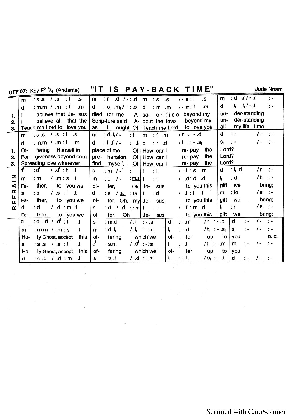 It Is Payback Time - Offertory - Download Choir Script PDF