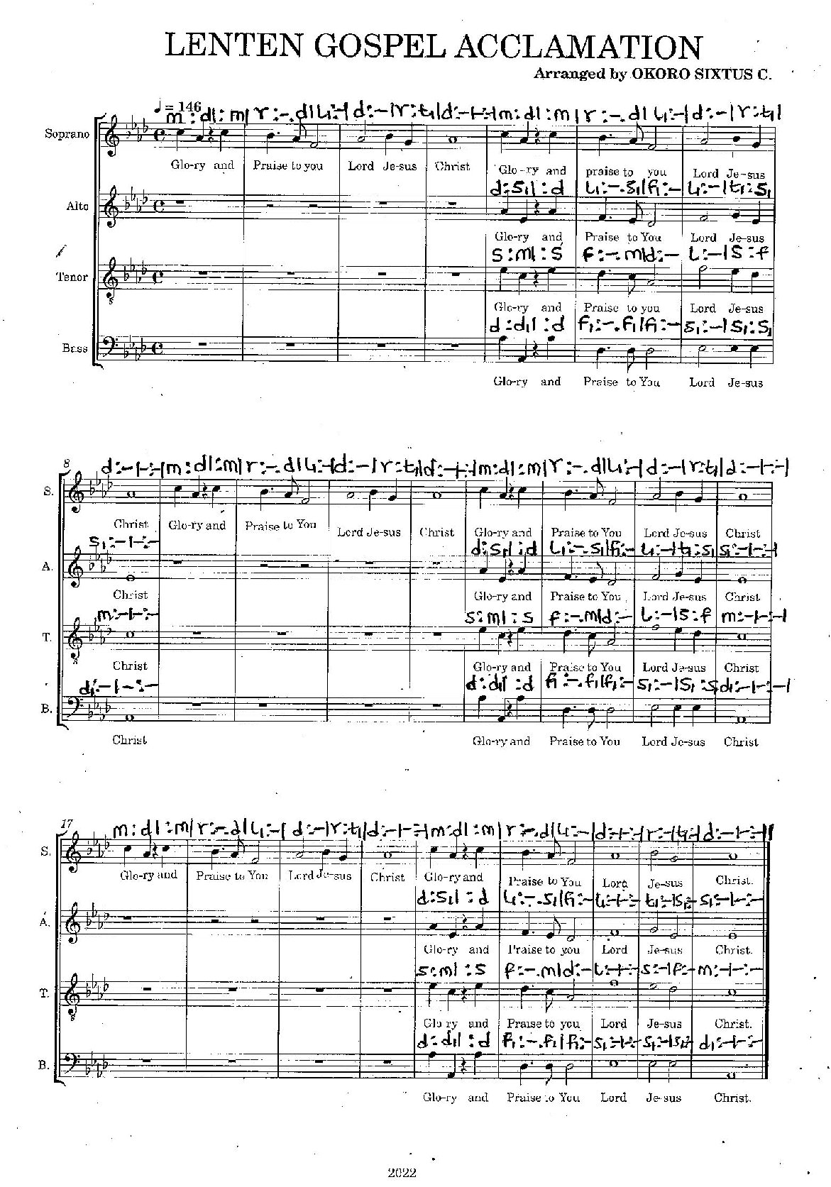 Gospel Acc Lent - Download Choir Script PDF