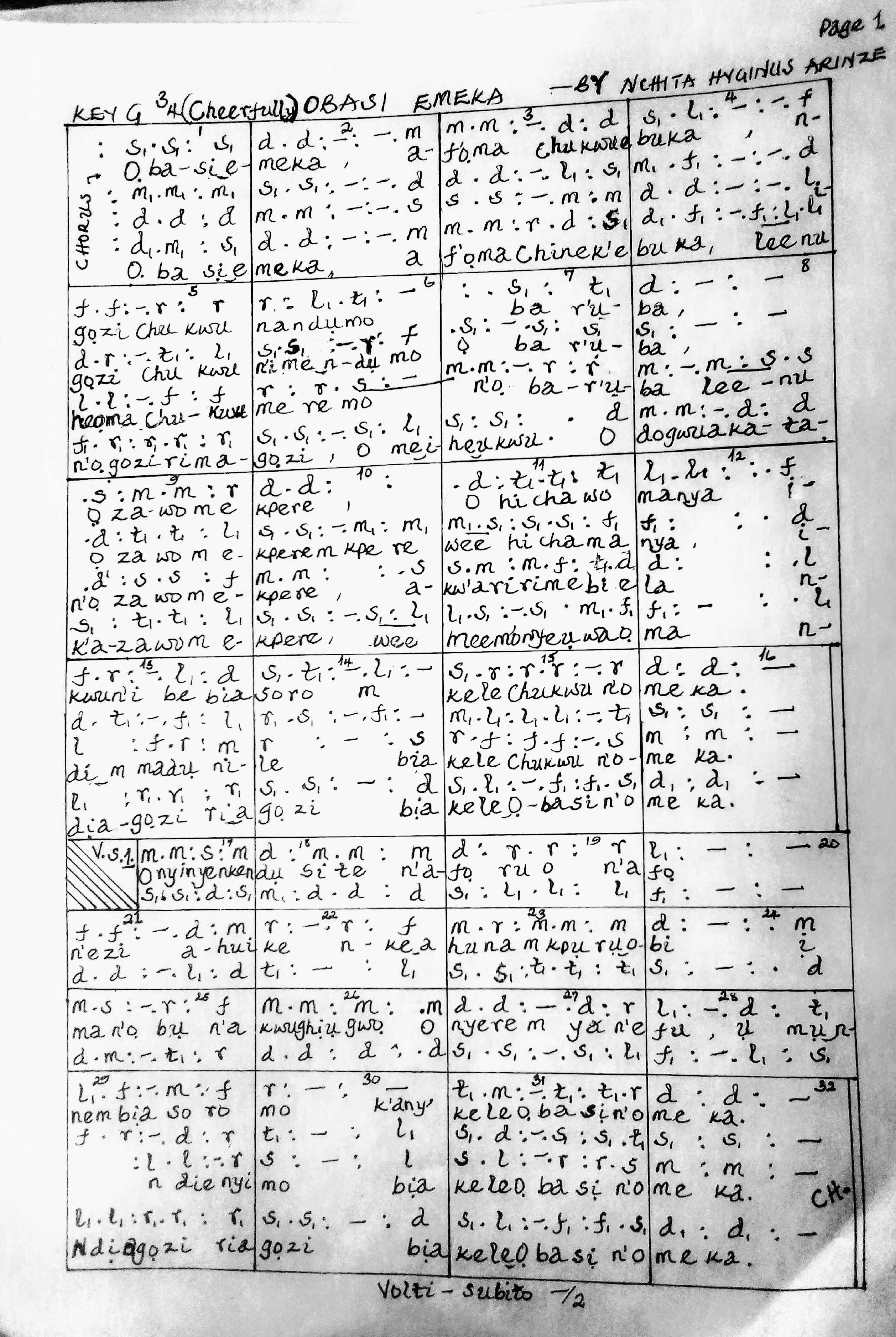 Obasi Emeka - Download Choir Script PDF