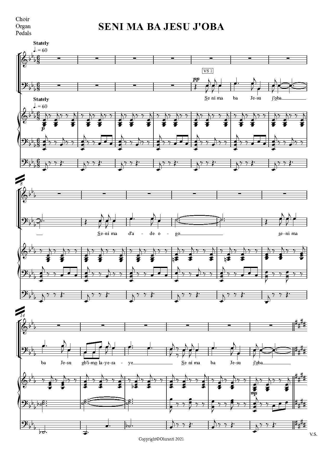 Seni Ma Ba Jesu J Oba - Conductor & Organist - Download Choir Script PDF