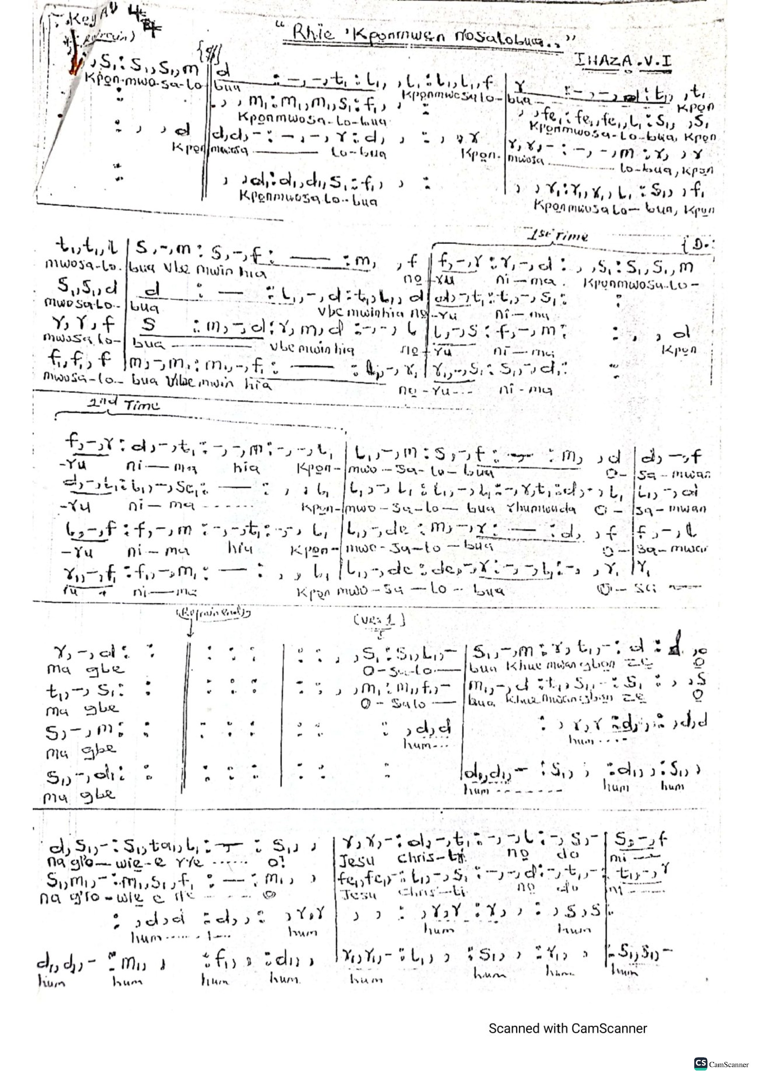 Rhie Kponmwen N Osalobua - Download Choir Script PDF