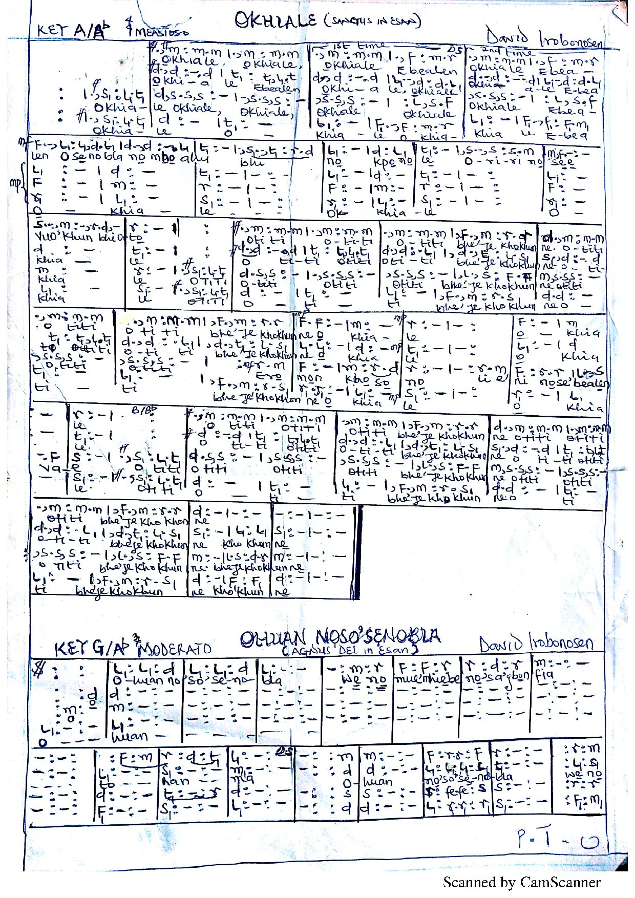 Okhiale. David Irobonosen - Download Choir Script PDF