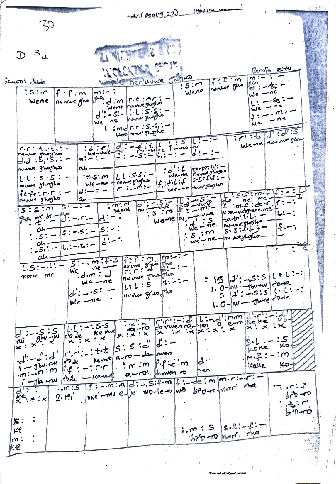 We Ne Nu We Gho Gho - Download Choir Script PDF