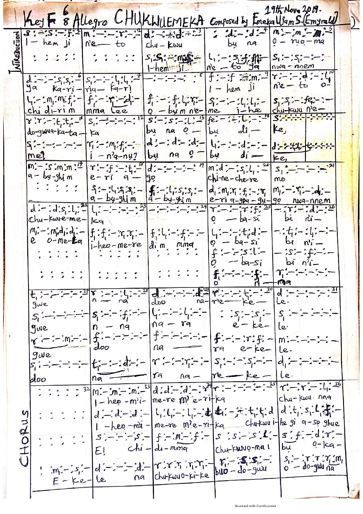 Chukwuemeka By Emyrald Ujam - Download Choir Script PDF