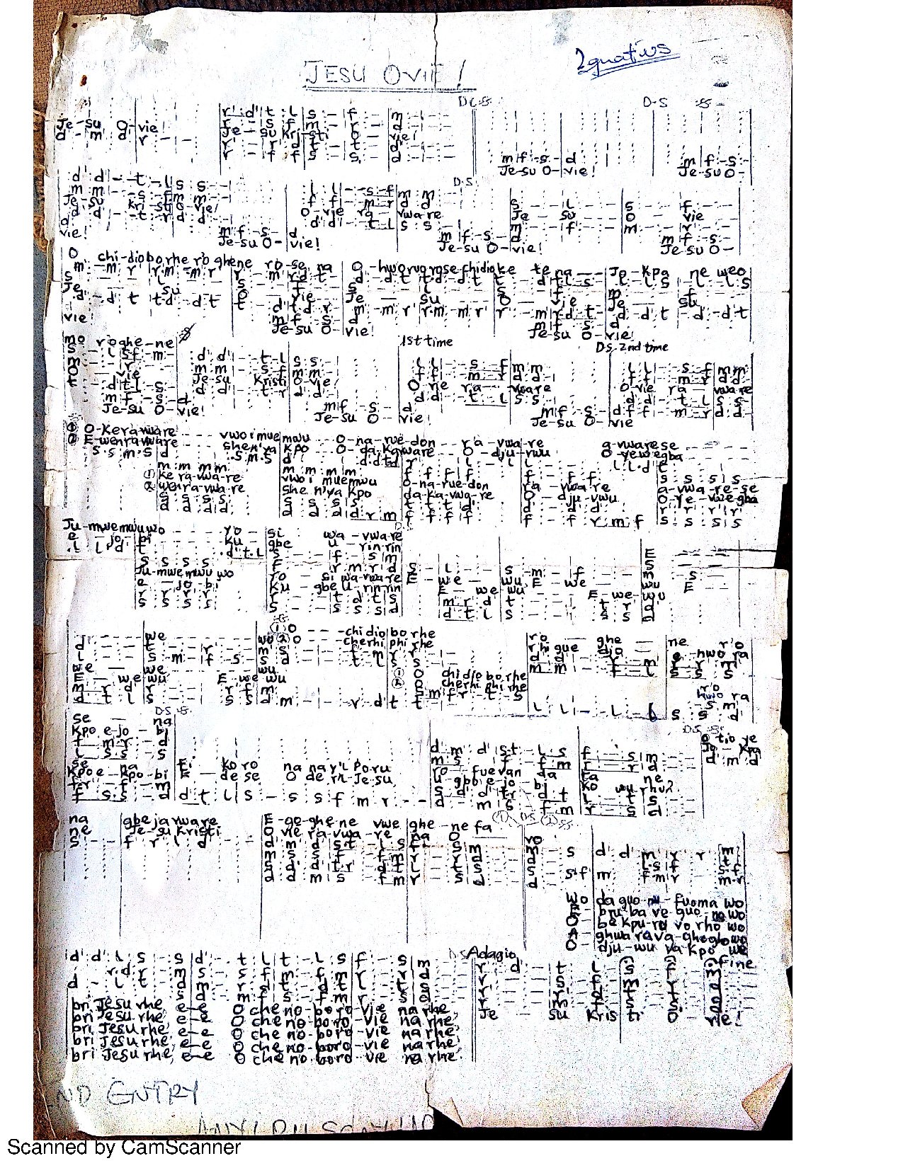 Jesu Ovie - Download Choir Script PDF