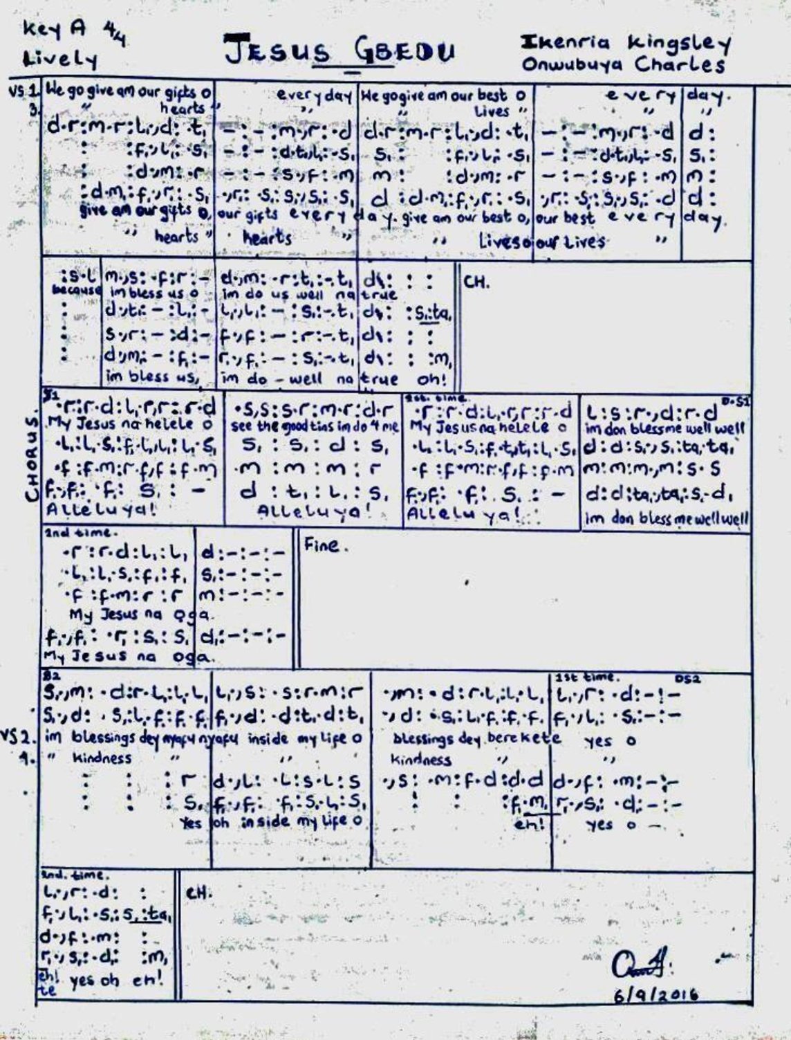 Jesus Gbedu 1 - Download Choir Script PDF