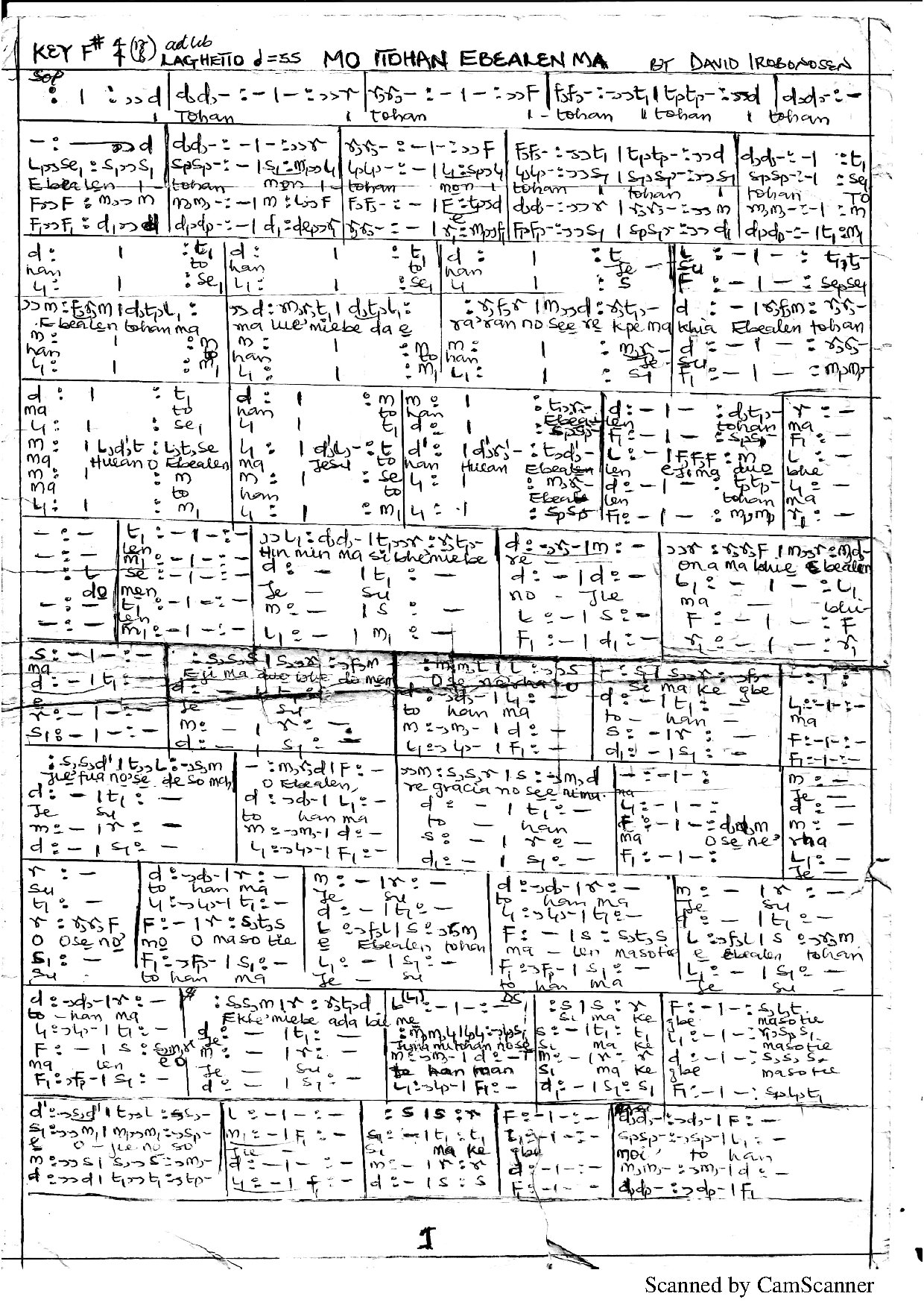 Mo Itohan - Download Choir Script PDF
