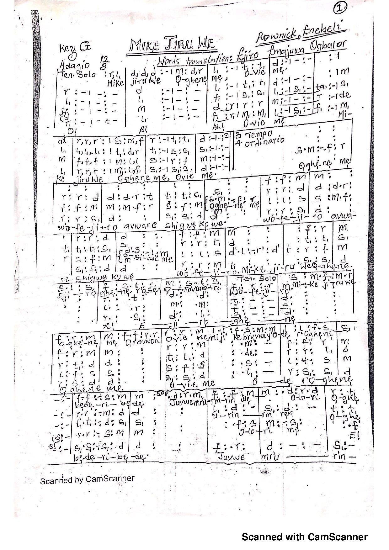 Mike Jiru We - Download Choir Script PDF