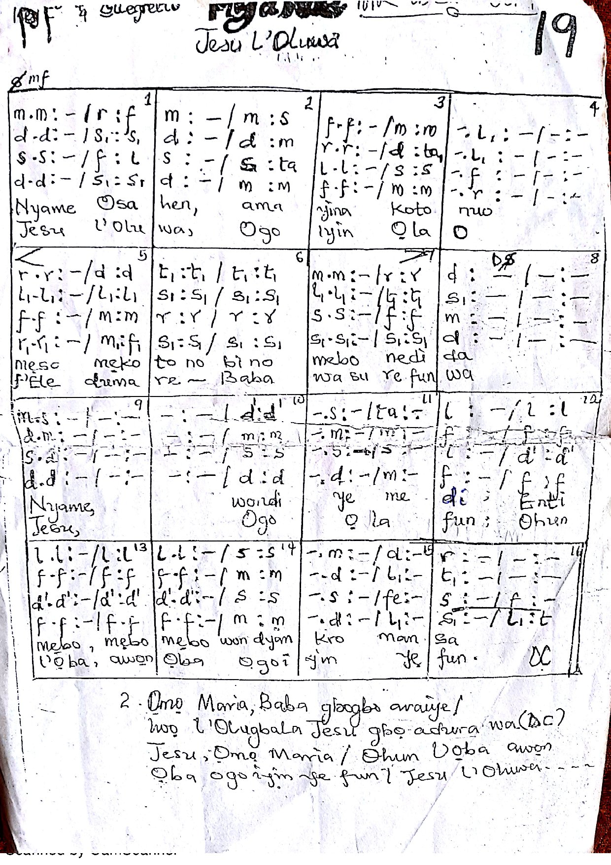 Jesu L Oluwa (nyame Osahen) - Download Choir Script PDF