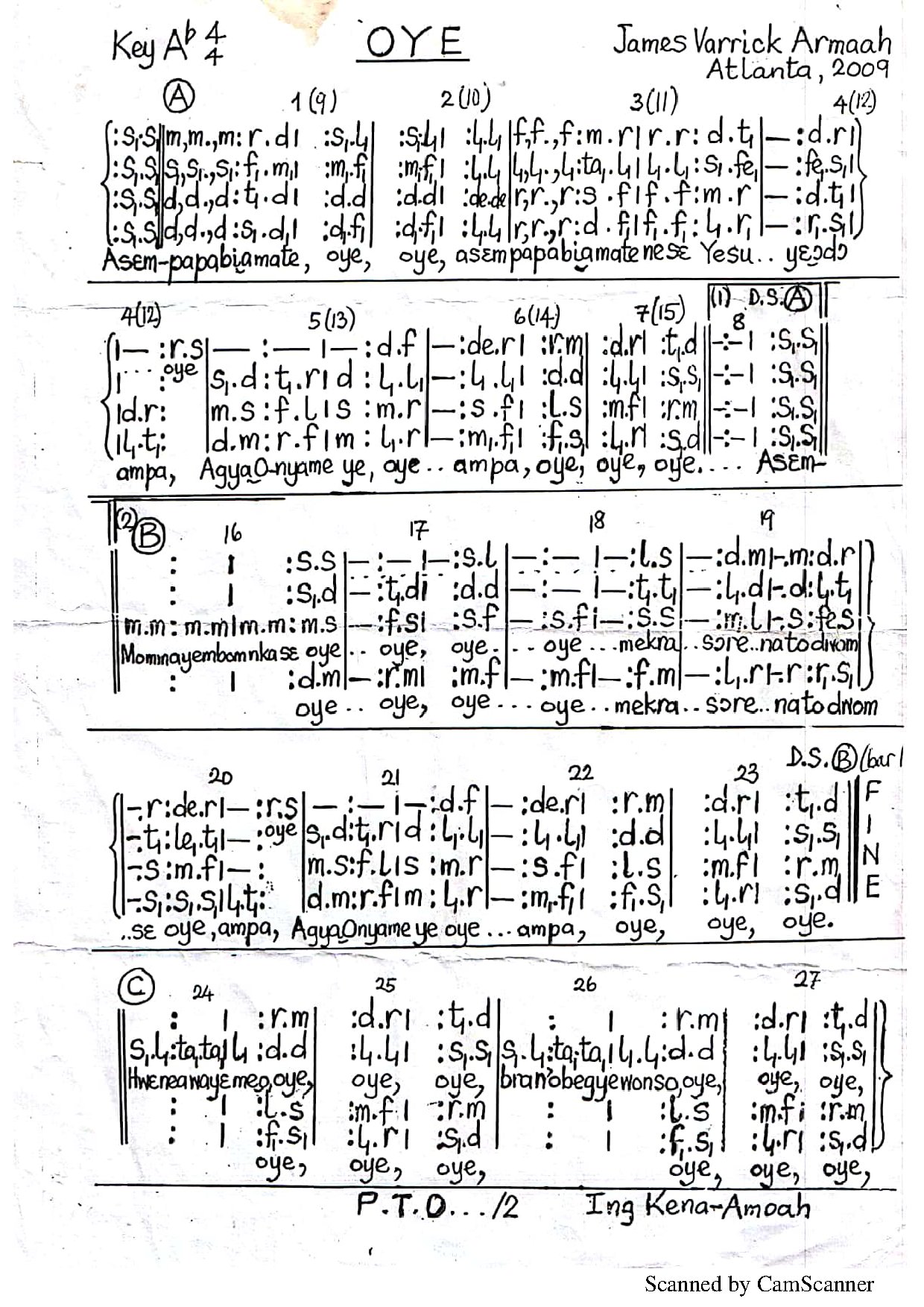 Oye ... James Varrick - Download Choir Script PDF