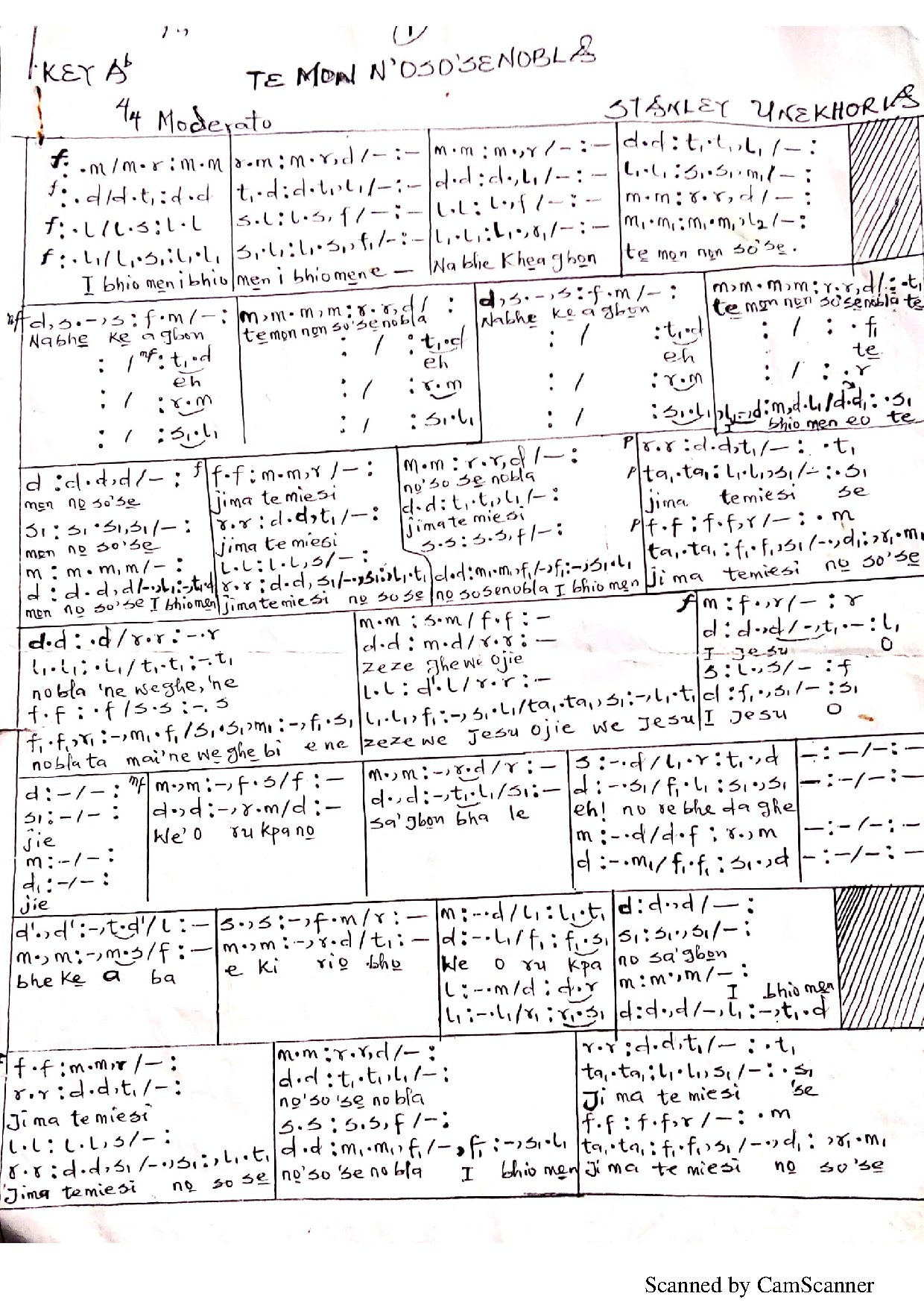 Te Mon N Ososenobla Pdf - Download Choir Script PDF