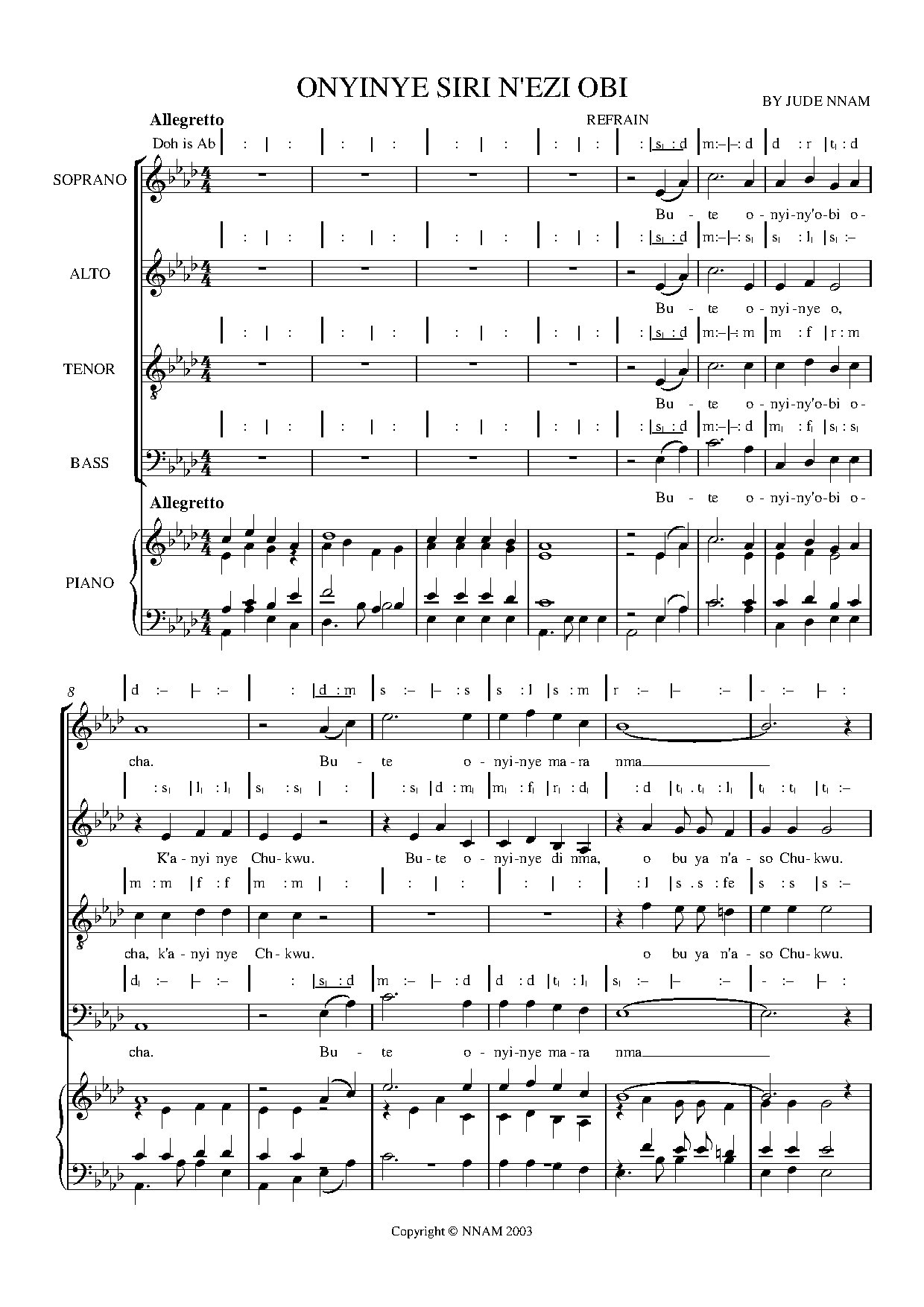 (Off) Onyinye Siri N Ezi Obi - Download Choir Script PDF
