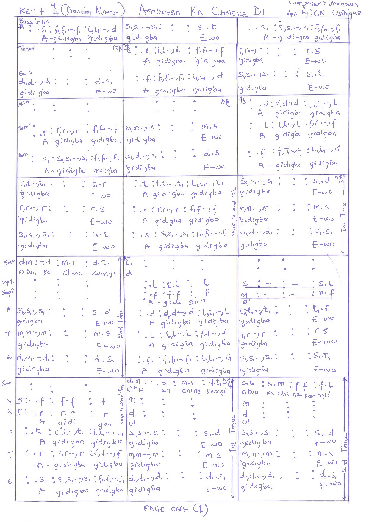 Agidigba Solfa - Download Choir Script PDF