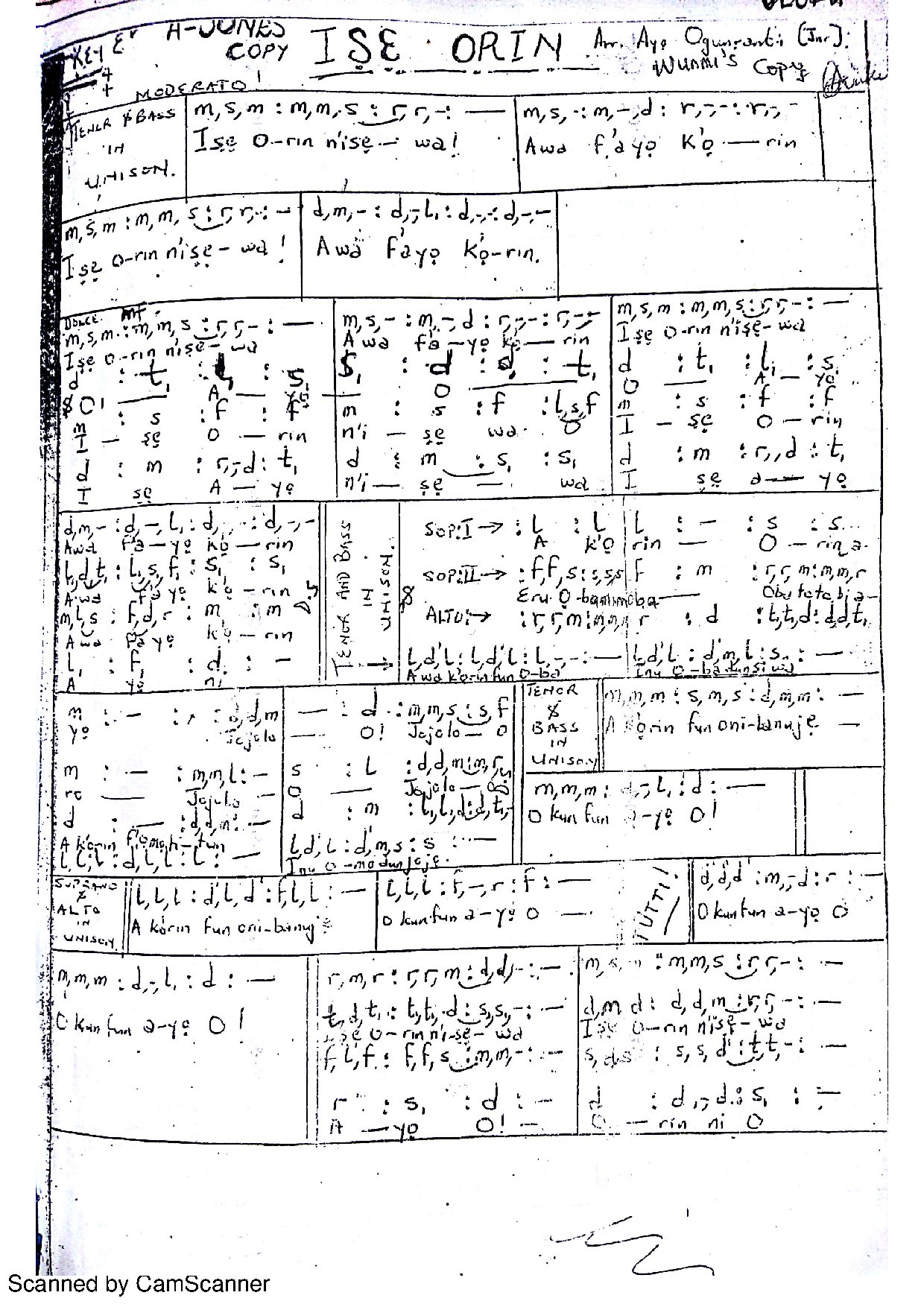 Ise Orin - Download Choir Script PDF